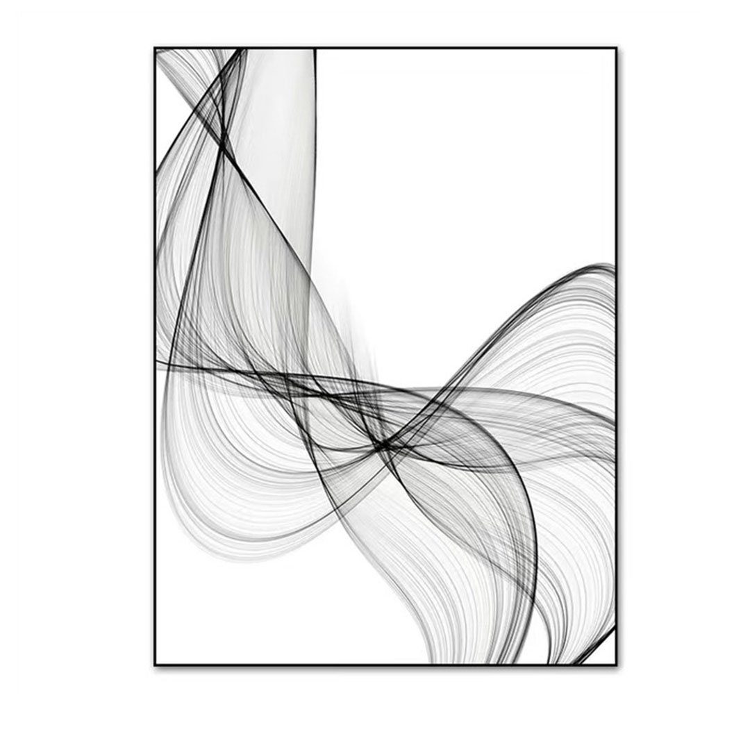 Minimalistische Wellenlinien-Leinwandgemäldekern, abstrakter (3 Schwarz-weißer L.Ru Kunstdruck UG Innenwandkunst, St), Wohnzimmer-Wohndekoration