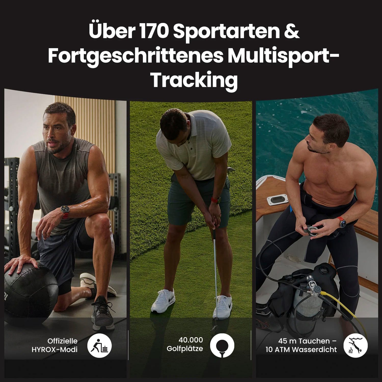 Amazfit Balance 2 Smartwatch (Zepp OS), Hyrox Race Mode schwarz