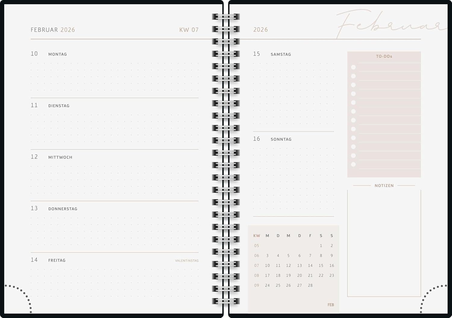 BRUNNEN Terminkalender 2026 Kalender A5 Monstera - Tagesplaner mit Kunstleder-Einband