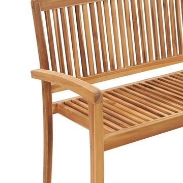 furnicato Gartenbank Stapelbare mit Auflage 128,5 cm Massivholz Teak