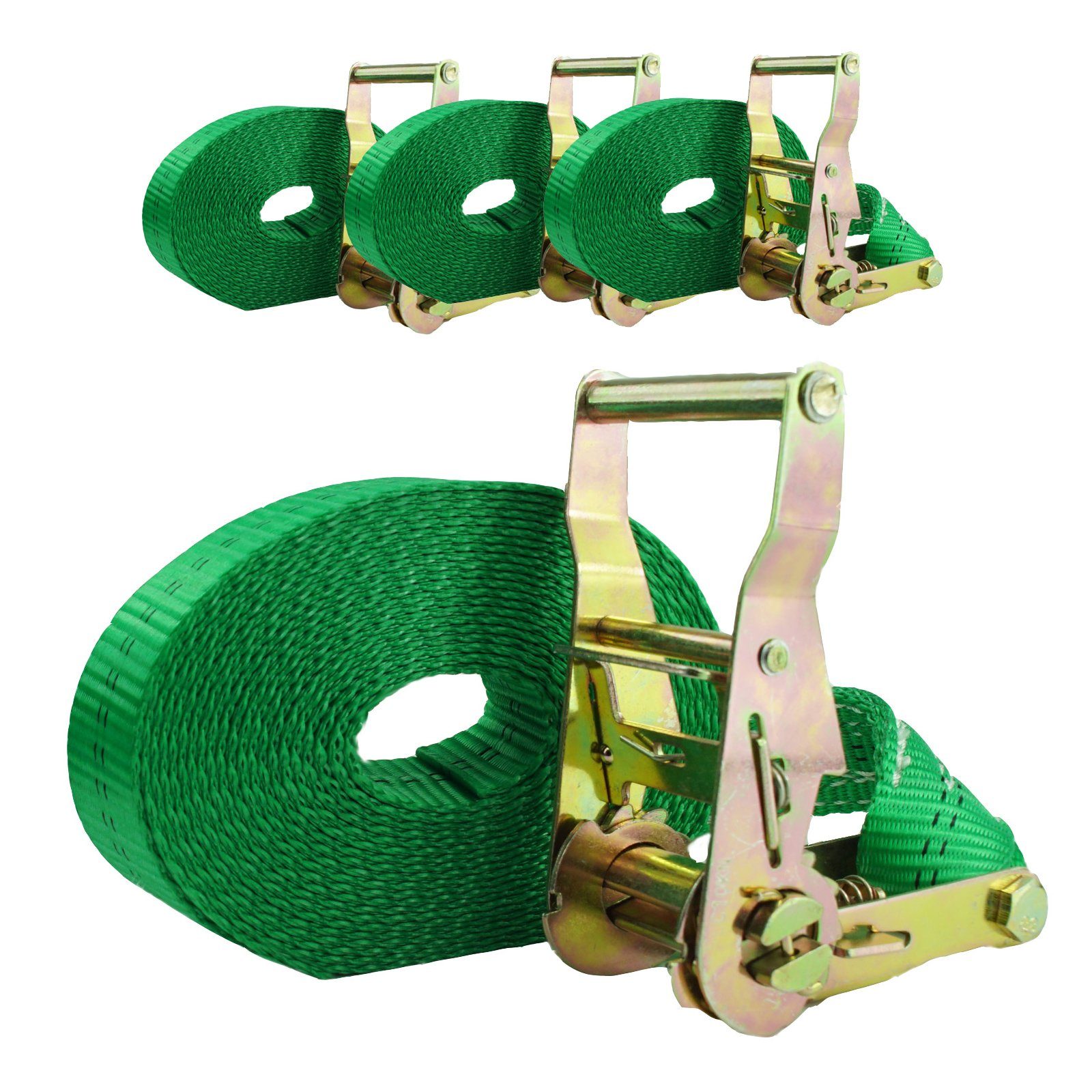 TRUTZHOLM Spanngurt Ratschen Zurrgurt Spanngurte 1-tlg 6m 2t 2to 2000kg TÜV/GS GRÜN (Set, 4er Set) mit TÜV/GS