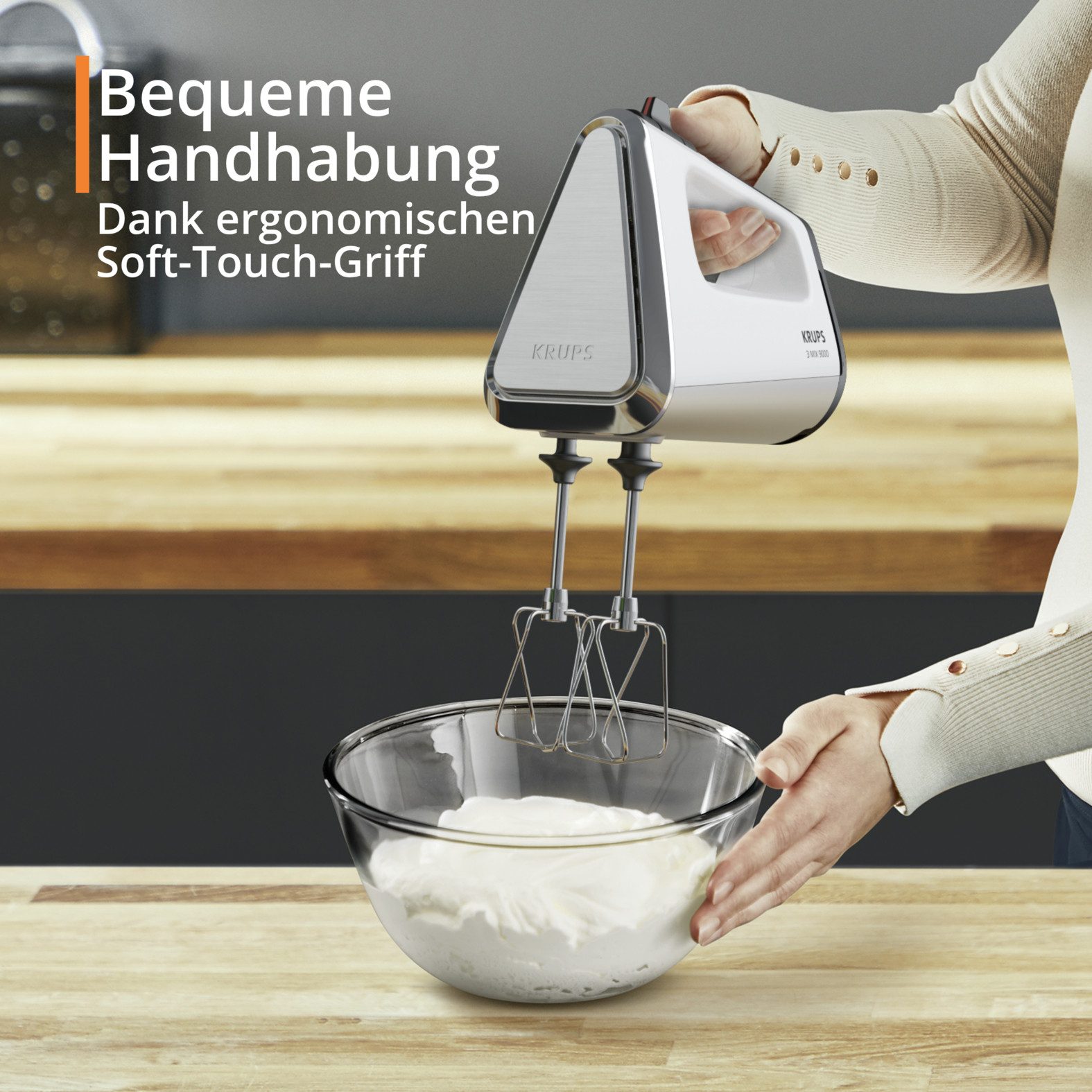 Krups Handmixer 3Mix 9000 Handmixer GN9121, 750 W, 750 W, Stabmixer-Aufsatz, Turbo- und Pulsfunktion – Bild 5 von 5