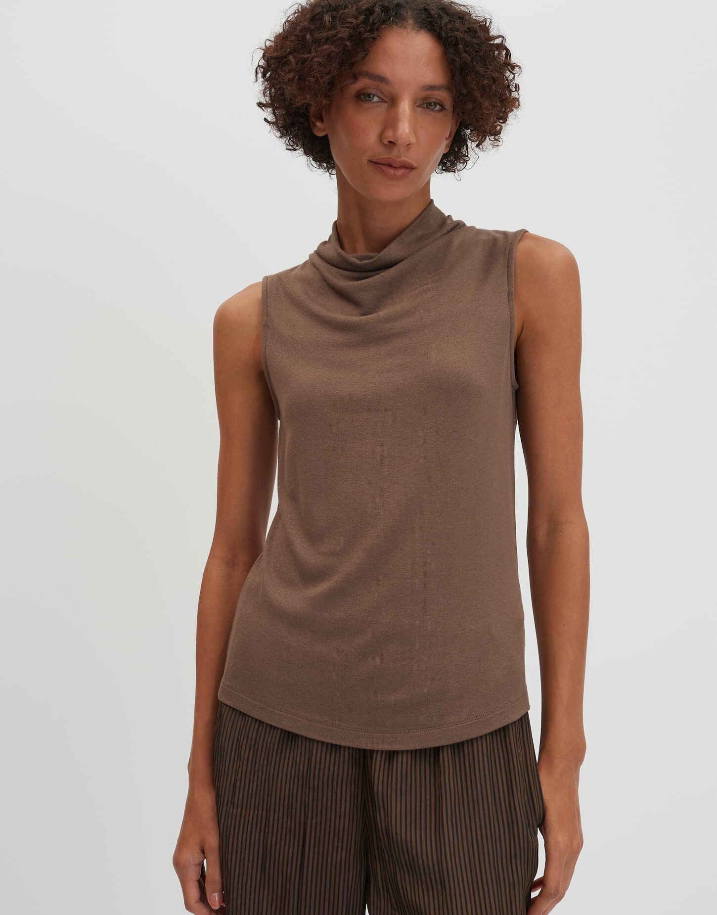 someday Shirttop Kanorie Wasserfallkragen für einen eleganten Fall