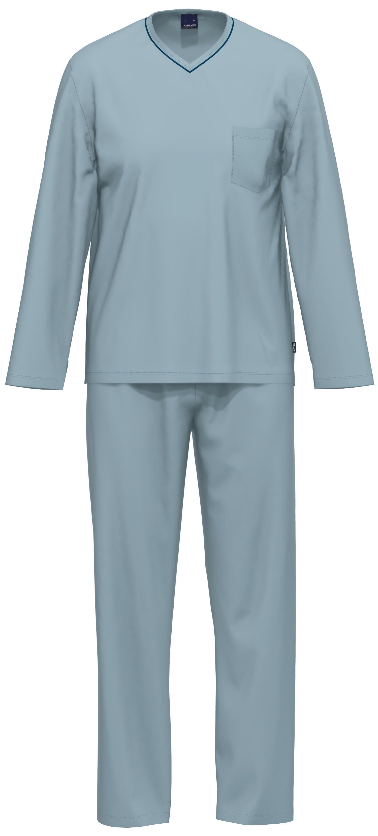 Ammann Schlafanzug Herren Schlafanzug lang (2 tlg) Baumwolle ashley blue