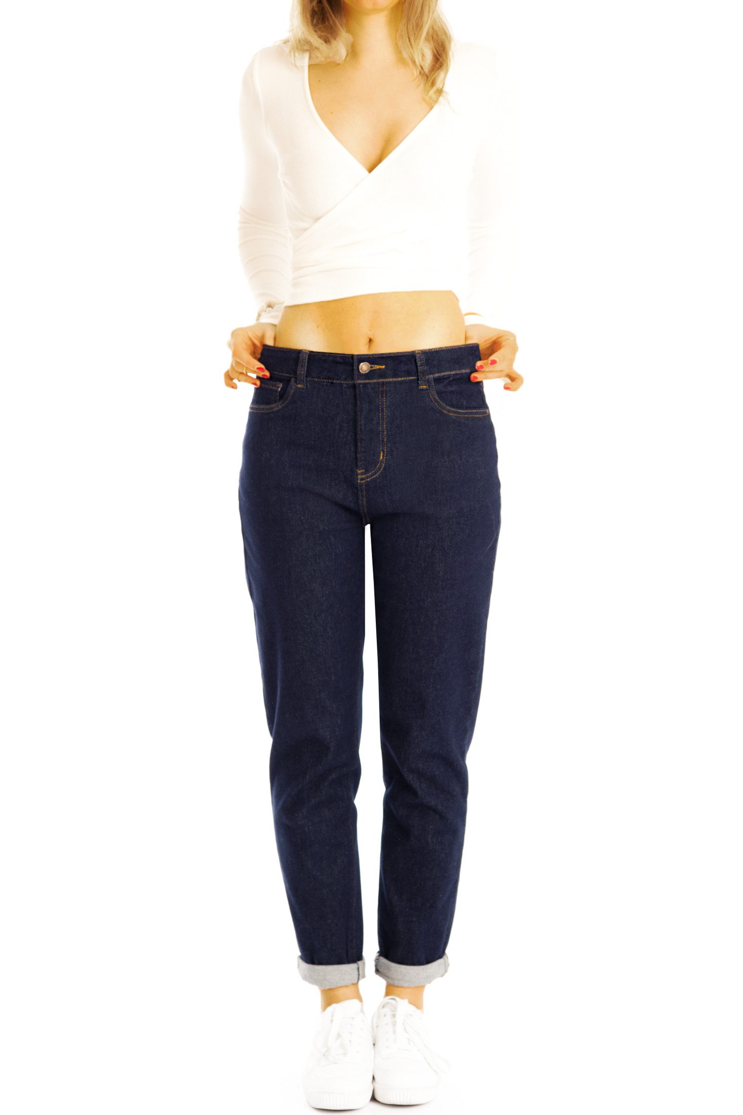 be styled Mom-Jeans Girlfriend Mom fit Jeans Hose High Waist Jeanshose - Damen - j27L-3 mit Stretch-Anteil
