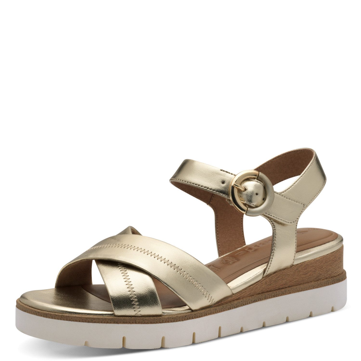 Tamaris Keilsandalette, Sommerschuh, Riemchensandale mit Ziernähten