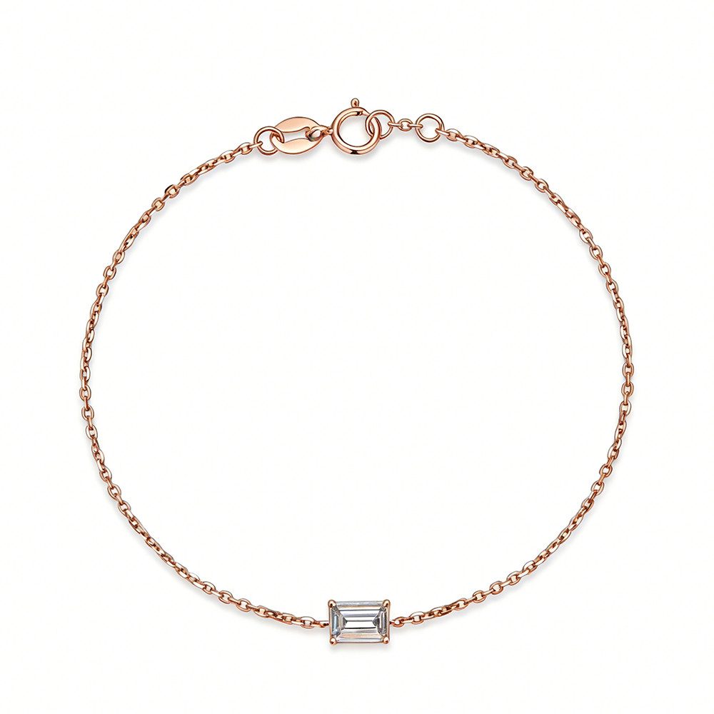 Goldarmband IGI-zertifiziertes Labordiamant Armband, 0.55 ct Smaragdschliff 18K