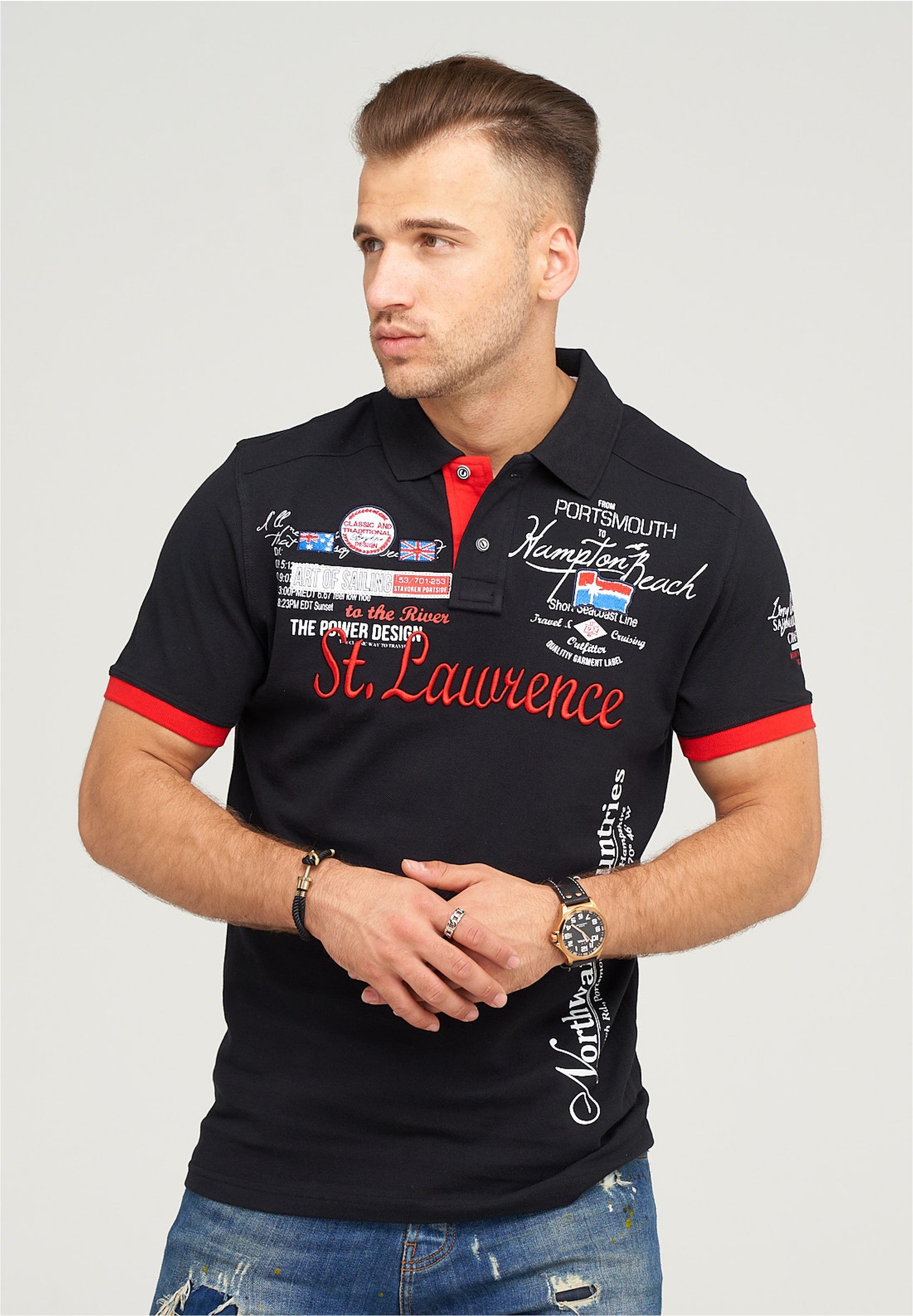 behype Poloshirt LANAY mit sportiver Stickerei