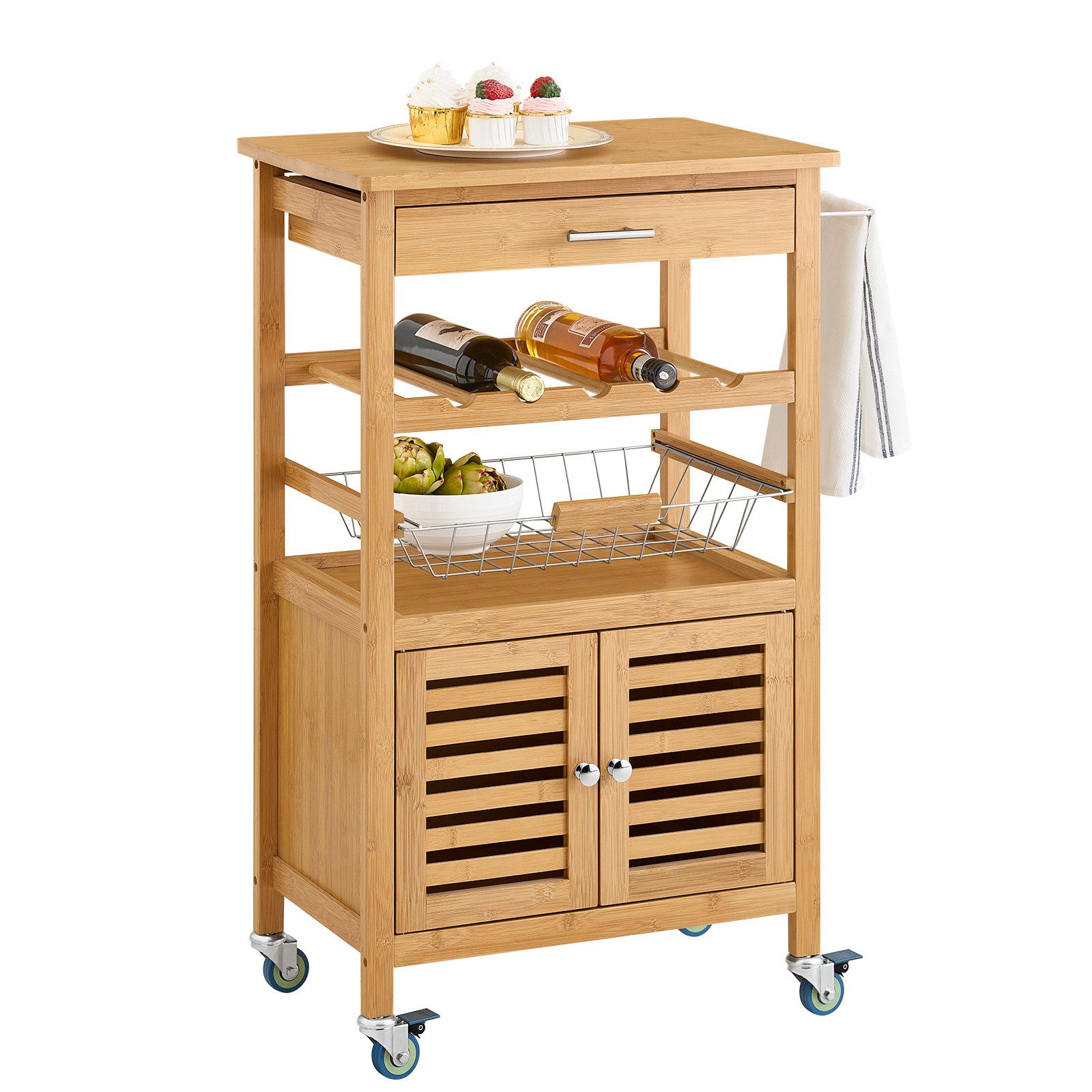 SoBuy Servierwagen FKW53, Küchenwagen mit Korb günstig online kaufen