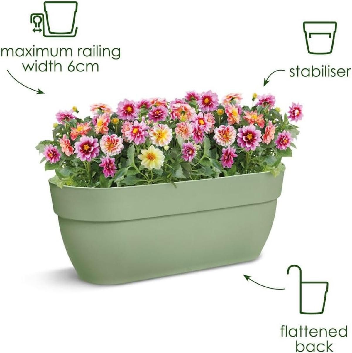 Elho Blumenkasten elho Vibia Campana Easy Hanger Übertopf Balkon Außen L=46 H=26.5 cm