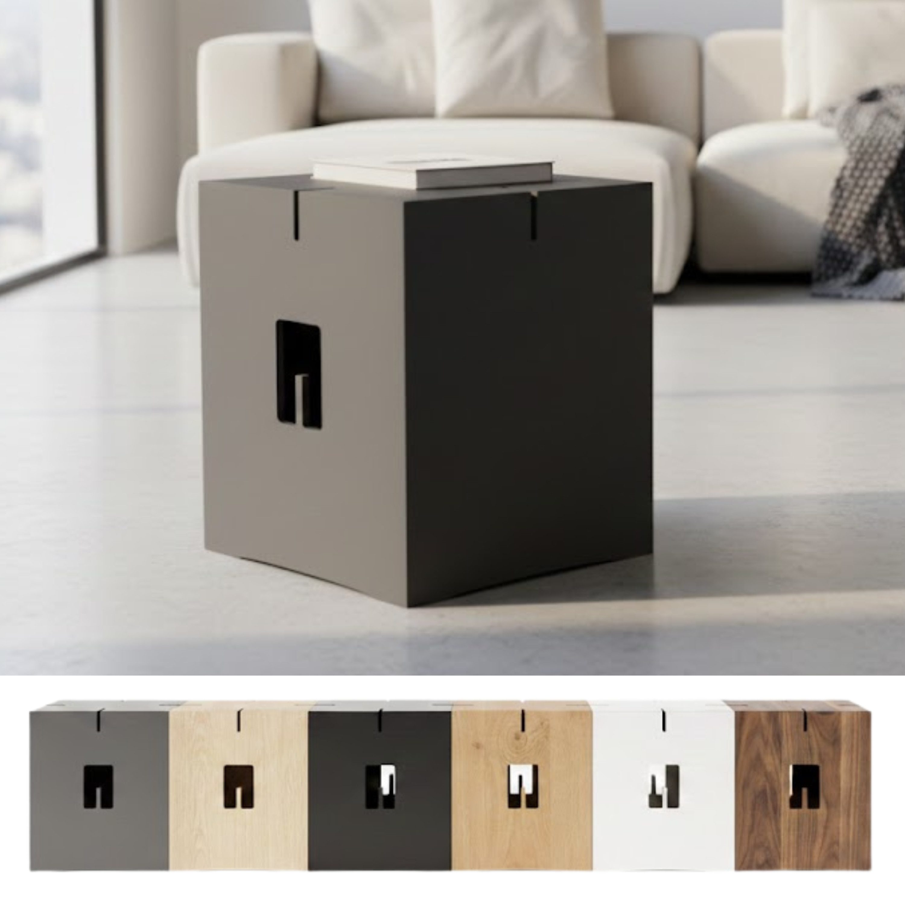 never sit alone Sitzhocker Holz - Crossit Sitzwürfel - verkettbar & kombinierbar - Design Hocker (Hocker einzeln oder als Set kombinierbar – Design Sitzhocker - belastbar bis 120 kg, 6 Varianten verfügbar, Beistelltisch oder als Sitzgelegenheit), Hochwertige Handarbeit