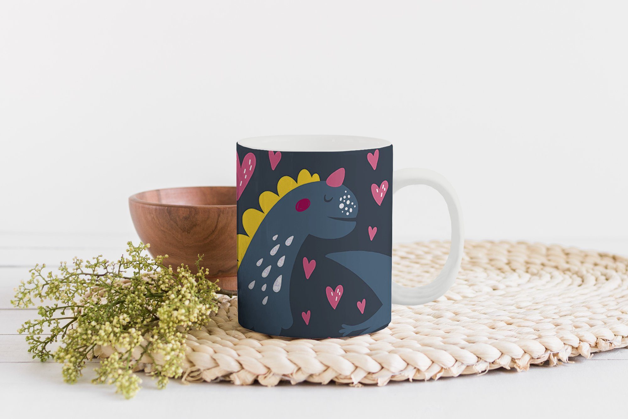 Dinosaurier - Geschenk - Muster Teetasse, Teetasse, Kaffeetassen, MuchoWow - Rosa Mädchen, Tasse - Keramik, Kind Becher,