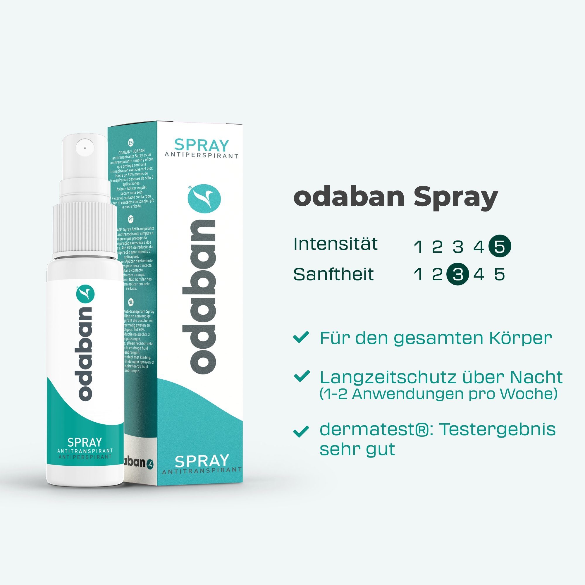 Odaban Deo-Set odaban® Antitranspirant Stick Wirksamkeit Deo 2-tlg., - bestätigt. Schwitzen, gegen Spray dermatolgisch Set 