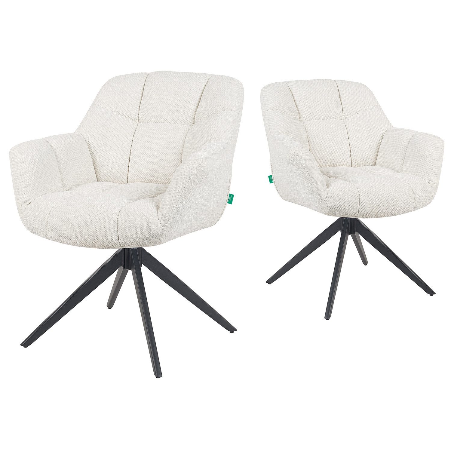 DUBI Möbel Drehstuhl Mika-Mila 2er-Set, pulverbeschichtet, 360° drehbar im 2er-Set
