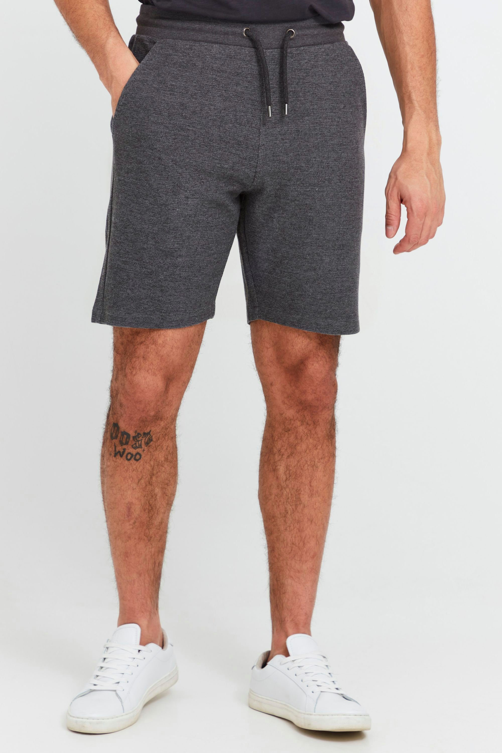 Dark Grey Bund !Solid elastischem und SDRobson Shorts Kordeln Melange Sweat Sweatshorts mit (1940071)