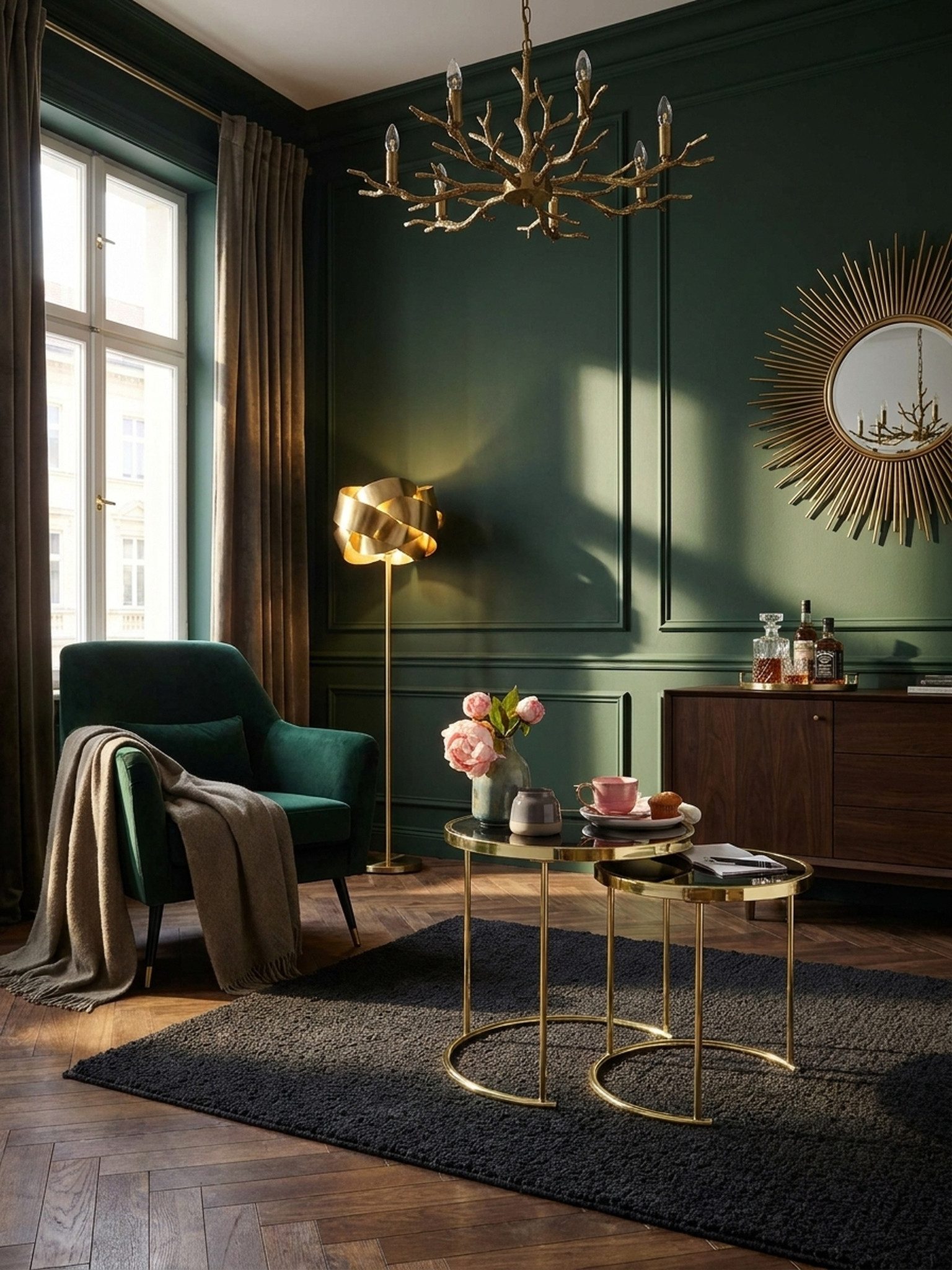 KADIMA DESIGN Satztisch Design Satztisch COMO Schwarz/Gold Beistelltisch Metall/Glas, (mit Glasplatte, Ablagetisch modern), Couchtisch Set aus 2 Tischen, Kleiner Wohnzimmertisch, Metalltisch