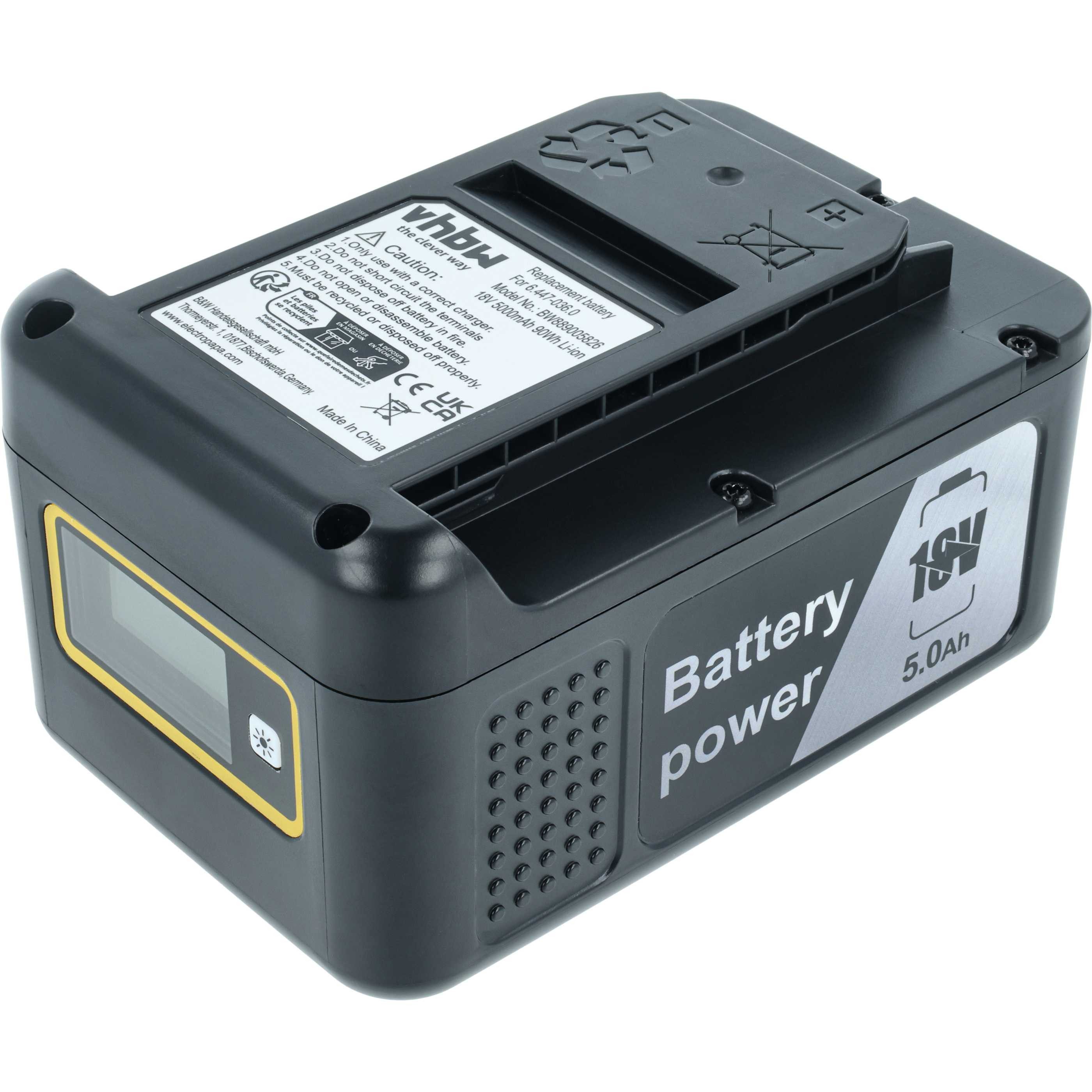 vhbw Akku passend für Kärcher Starter Kit Power 18/50, Starter Kit Power Staubsauger-Akku Akku Li-Ion 5000 mAh (18 V, 1 St), Leistungsfähiger Austausch-Akku für Ihren Staubsauger