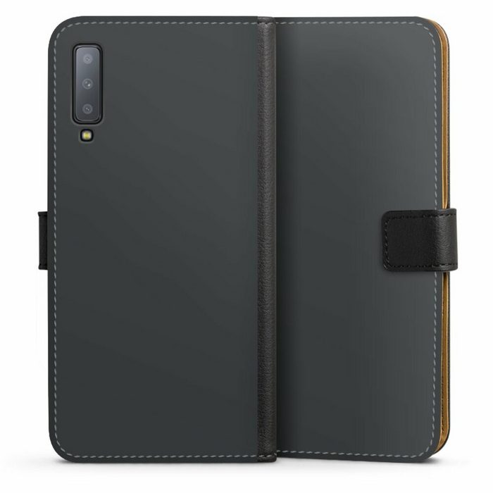 DeinDesign Handyhülle einfarbig schwarz Farbe Schwarz Samsung Galaxy A7 Duos (2018) Hülle Handy Flip Case Wallet Cover