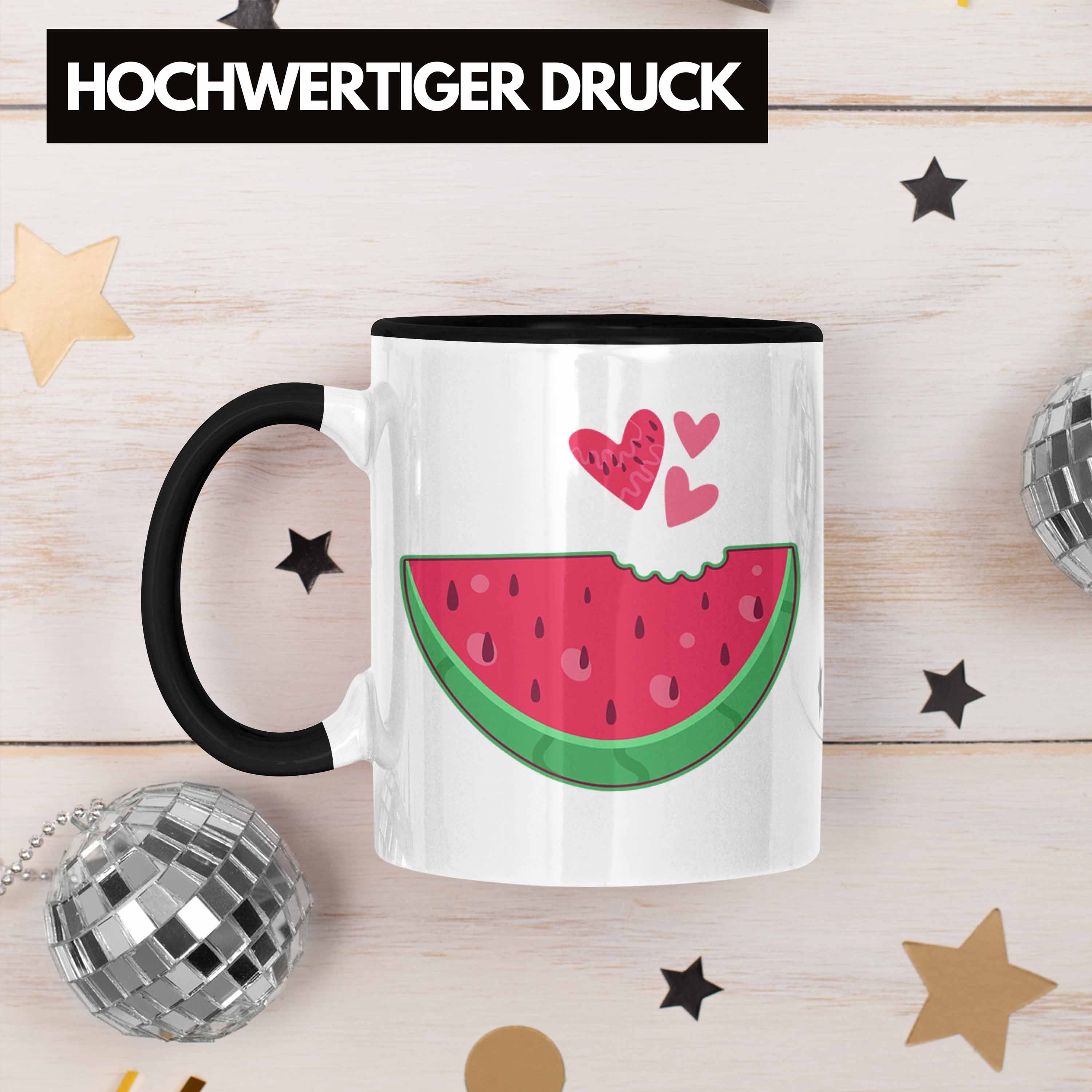 Melonen-Liebhaber Tasse Trendation Geschenkidee Geschenk Trendation - Melone Tasse Sommer Grafik Schwarz