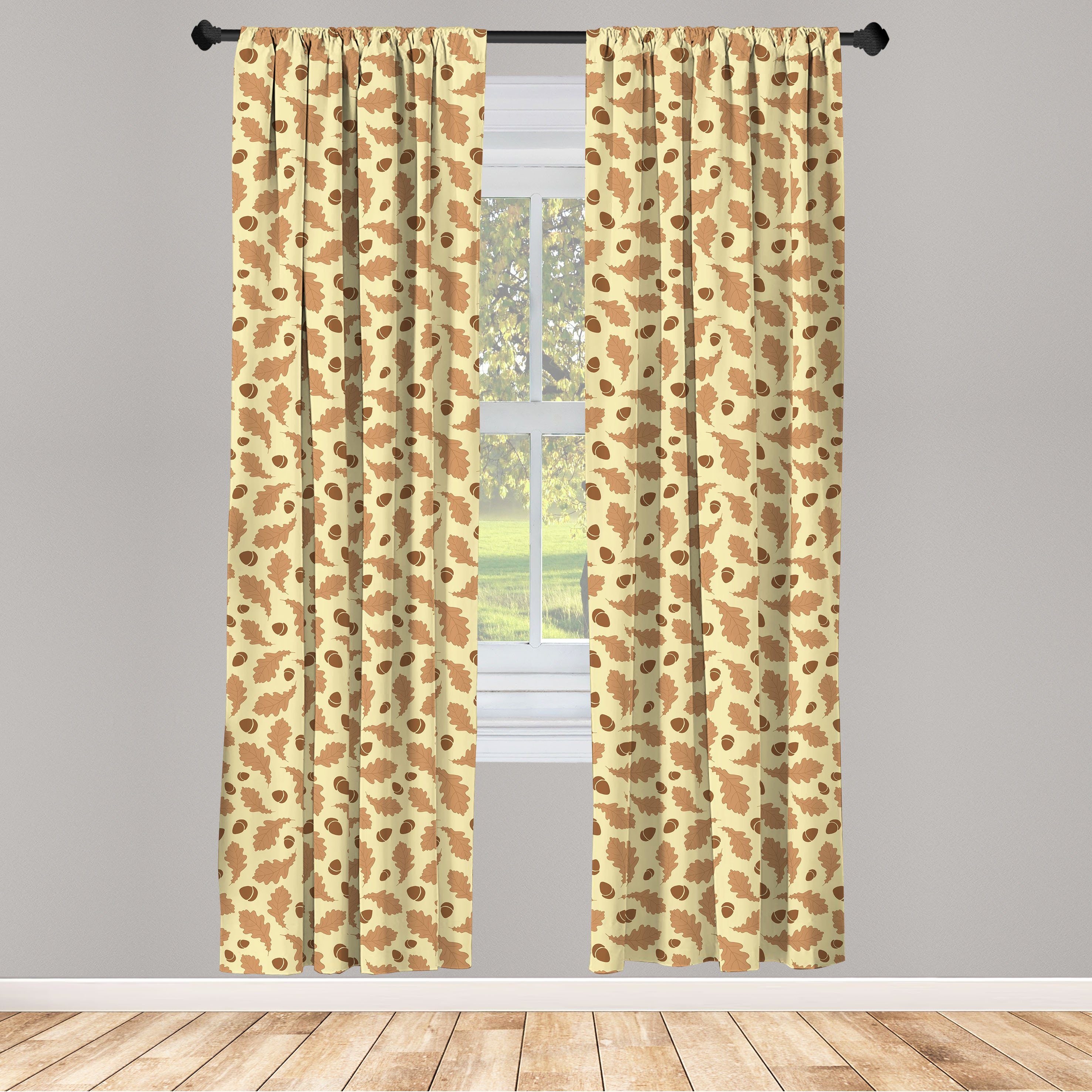 Gardine Vorhang für Wohnzimmer Schlafzimmer Dekor, Abakuhaus, Microfaser, Eichel Eichenlaub Herbstsaison