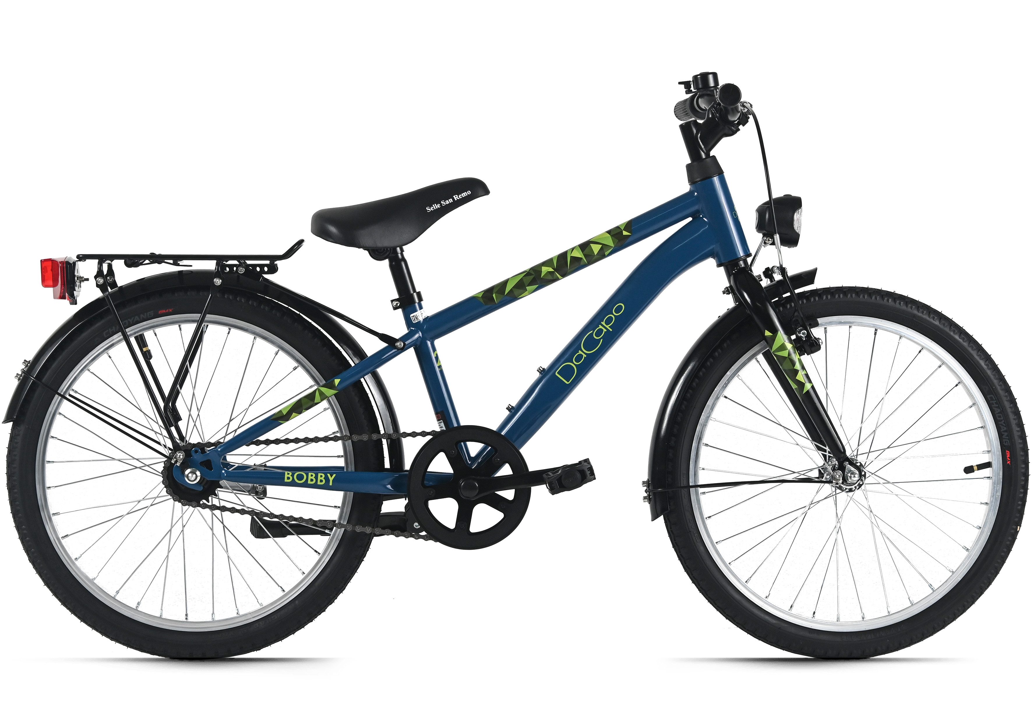 Dacapo Kinderfahrrad 20" Bobby Blau 1 Gang RH 27 cm mit Beleuchtung - Ab 6 Jahre, 1 Gang, ohne Schaltung