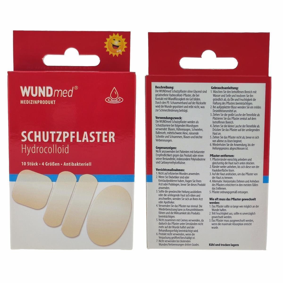 Wundmed Fixierpflaster Wundpflaster Hydrokolloid Sortiment, 10 Stück, transparent (Set, 10-St., Wundpflaster) Wundpflaster Pflaster Wundversorgung Pflasterverband
