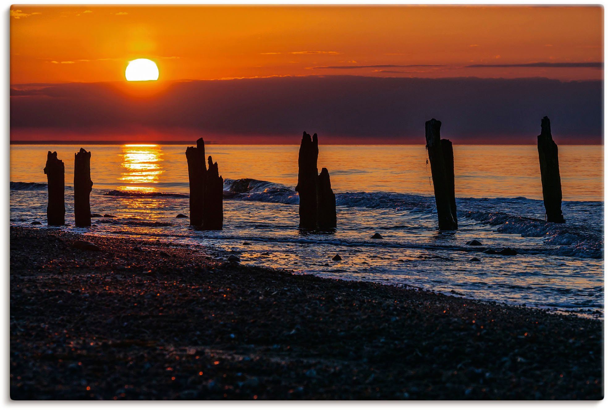 Artland Wandbild »Buhnen an der Ostsee bei Kühlungsborn II«, Bilder vom Sonnenuntergang & -aufgang (1 Stück), in vielen Größen & Produktarten - Alubild / Outdoorbild für den Außenbereich, Leinwandbild, Poster, Wandaufkleber / Wandtattoo auch für Badezimmer geeignet-Otto