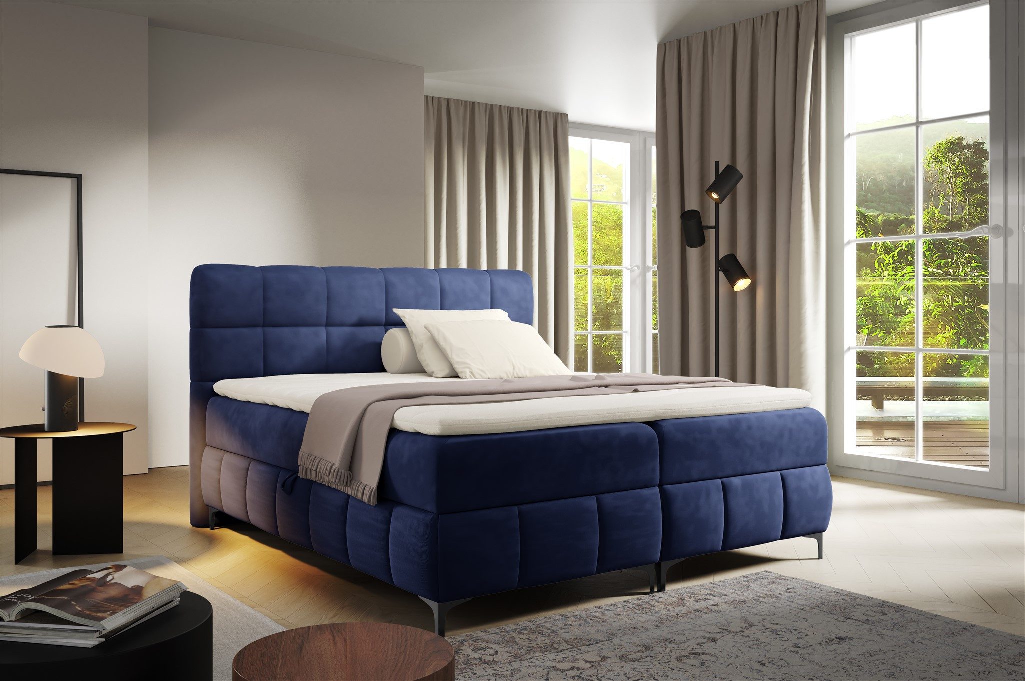 Fun Möbel Boxbett Bett Schlafzimmerbett SOPHIE in Stoff Salvador, inkl. zwei Bettkästen und Topper