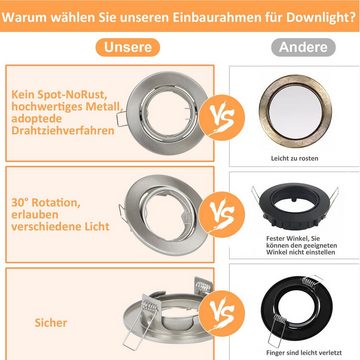 ZMH LED Einbaustrahler 12er mit GU10 Fassungen 30° Spot LED Halogen, ohne Leuchtmittel