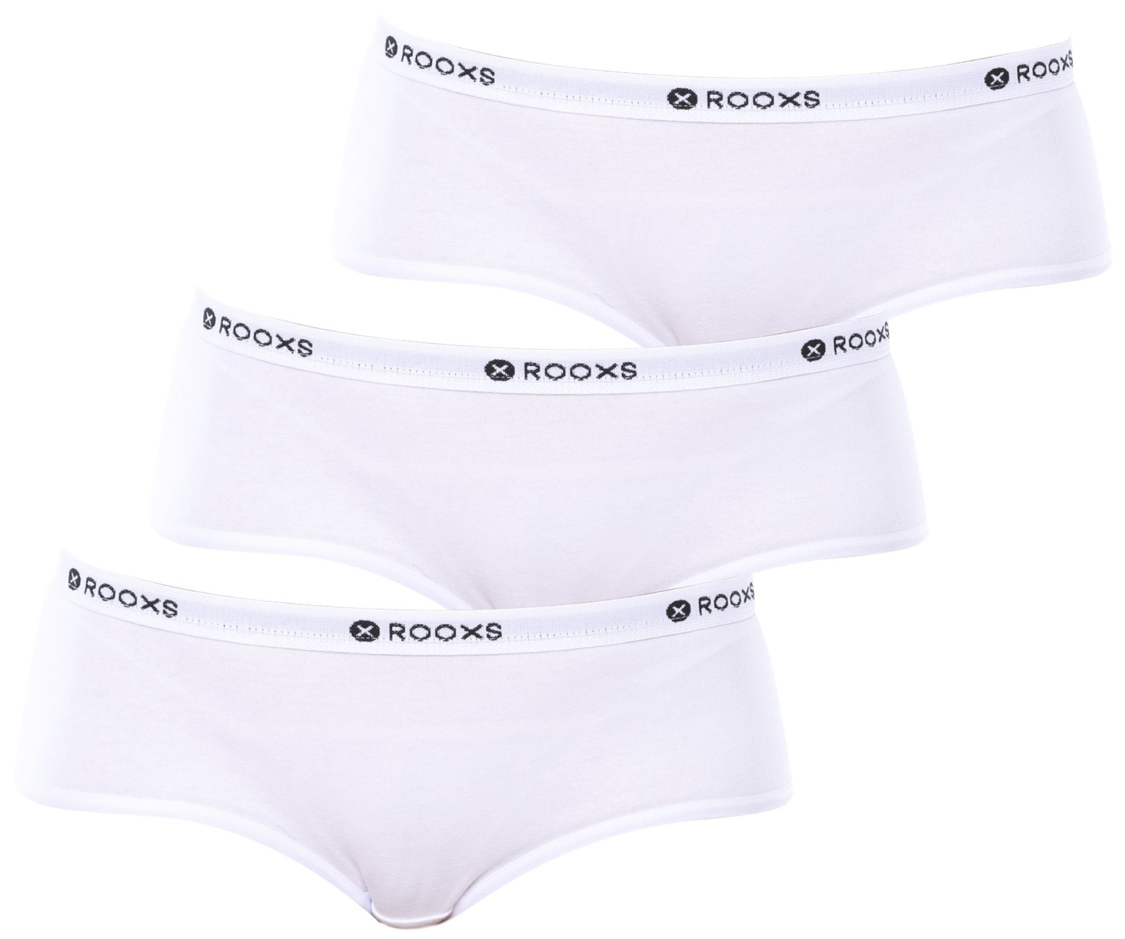 ROOXS Hipster Unterwäsche Damen Slip Unterhosen (3-St) Baumwolle Hipster Weiß