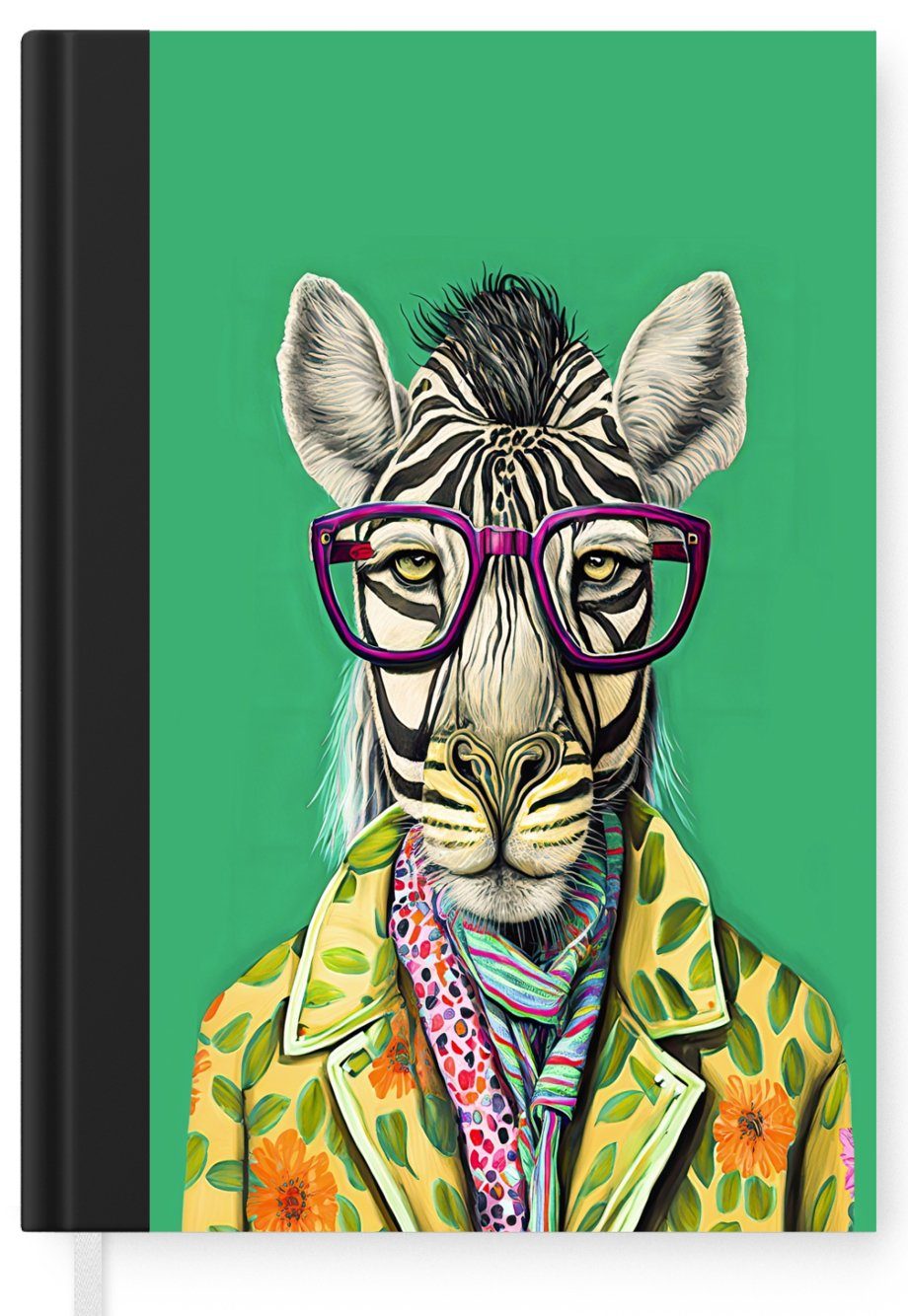 Zebra - - Notizheft, MuchoWow Haushaltsbuch Seiten, Journal, 98 Brille Tiere, Merkzettel, Notizbuch Tagebuch, - A5, Hippie