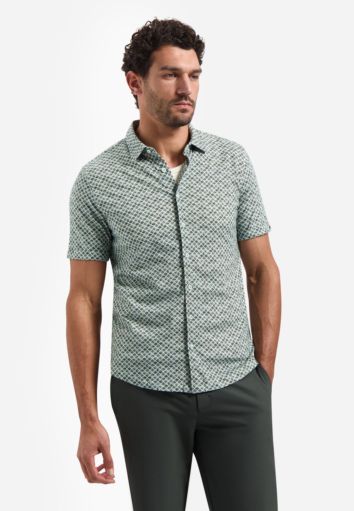 NO EXCESS Kurzarmhemd Shirt Short Sleeve Jersey Allover P