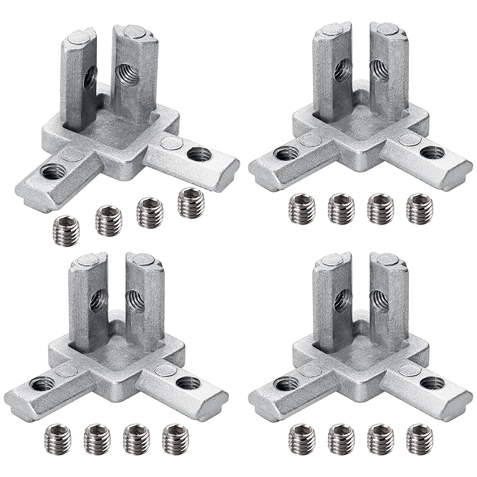 TWSOUL Winkelverbinder 3D-Winkelverbinder Euro 4040 mit 8 Schrauben, (Spar-Set, 4-St), Aluminium | Holzverbinder
