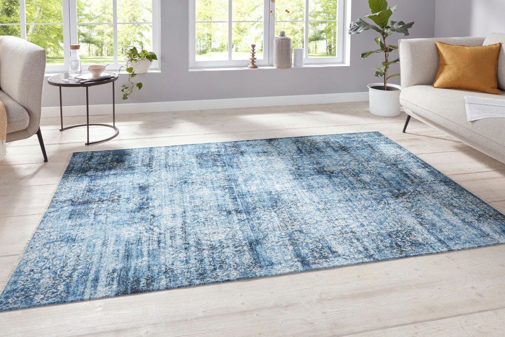 Teppich HERITAGE 230x160cm blau beige, riess-ambiente, rechteckig, Höhe: 10  mm, Vintage · orientalisches Muster · Wohnzimmer