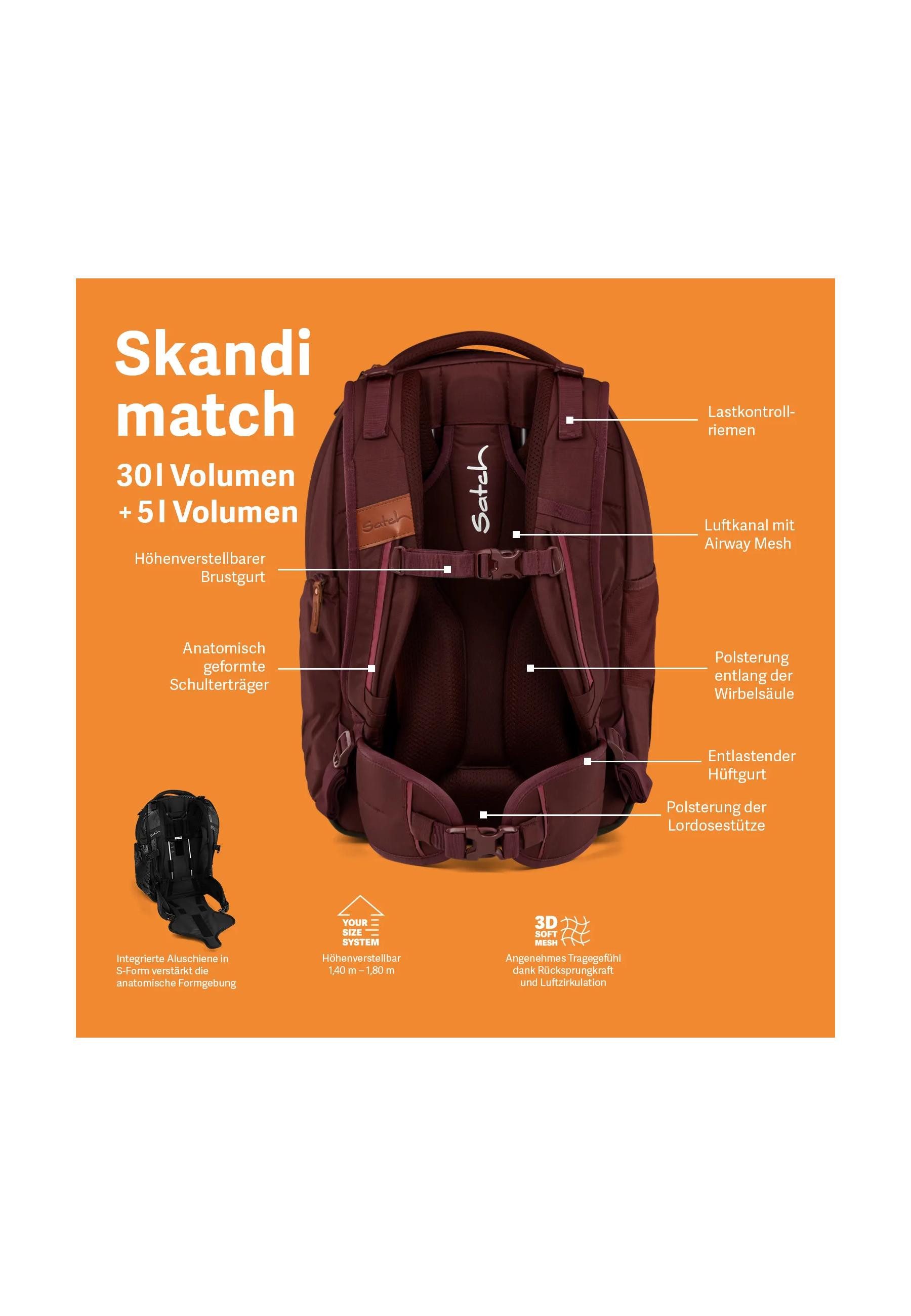 Satch Schulrucksack match (1-tlg), mit erweiterbarem Stauraum