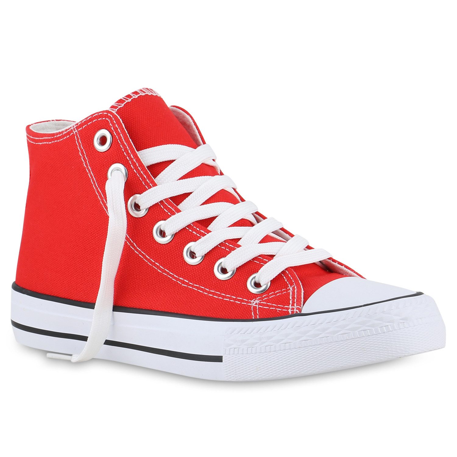 VAN HILL 841313 Sneaker Damen Sneaker High Schnürer Bequeme Basic Freizeit Stoff