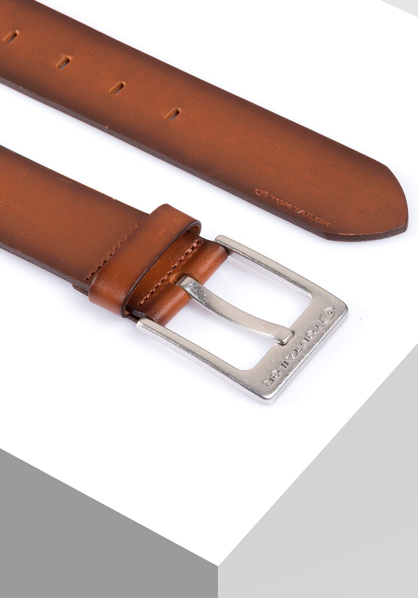 TOM TAILOR Ledergürtel TTCALVINPLUS 4 cm breiter Herrengürtel, Casual und Jeans Look