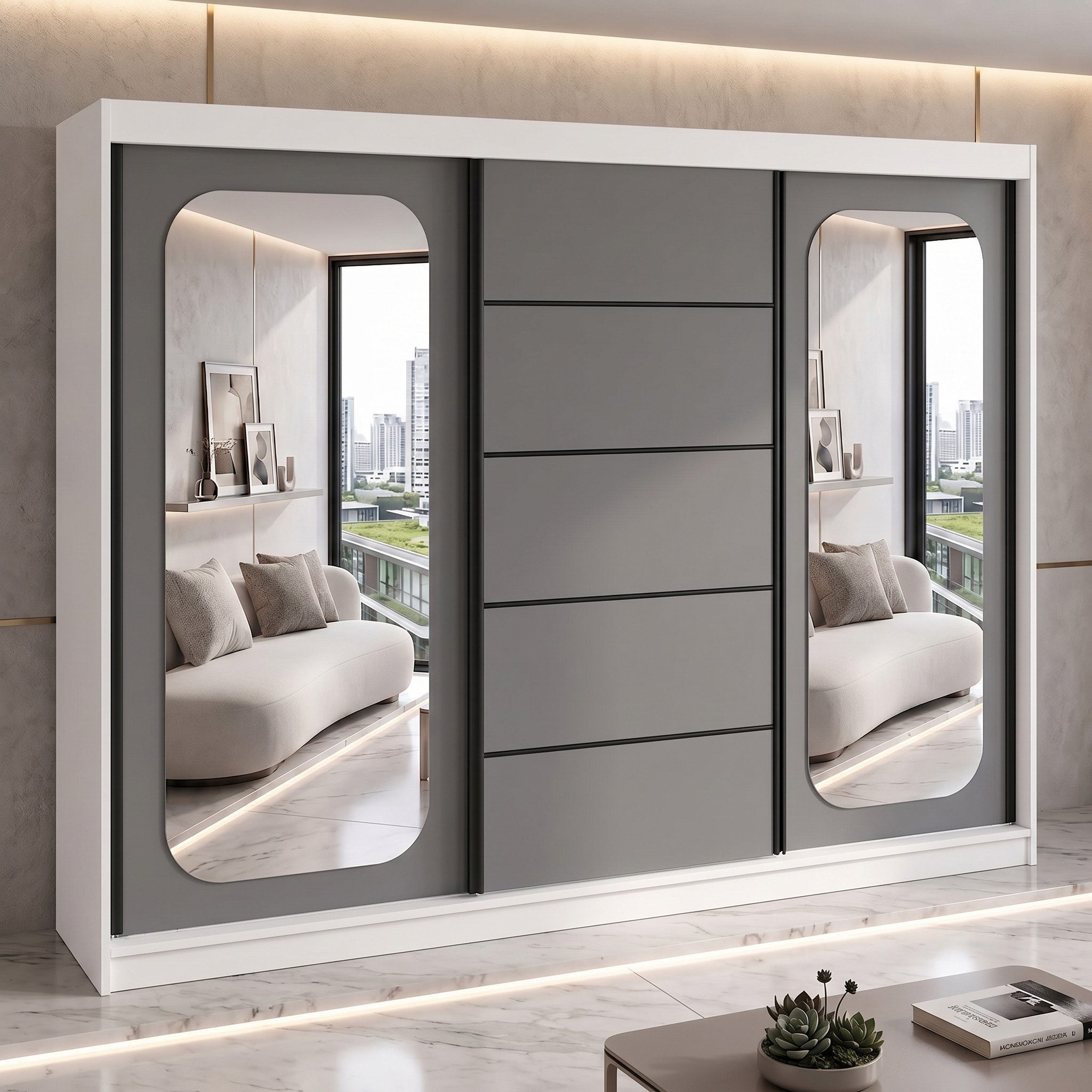 A&J MöbelLand GmbH Schiebetürenschrank BELANO – Moderner Kleiderschrank mit Schiebetüren (Die perfekte Kombination aus modernem Design, hoher Funktionalität und – Bild 2 von 5