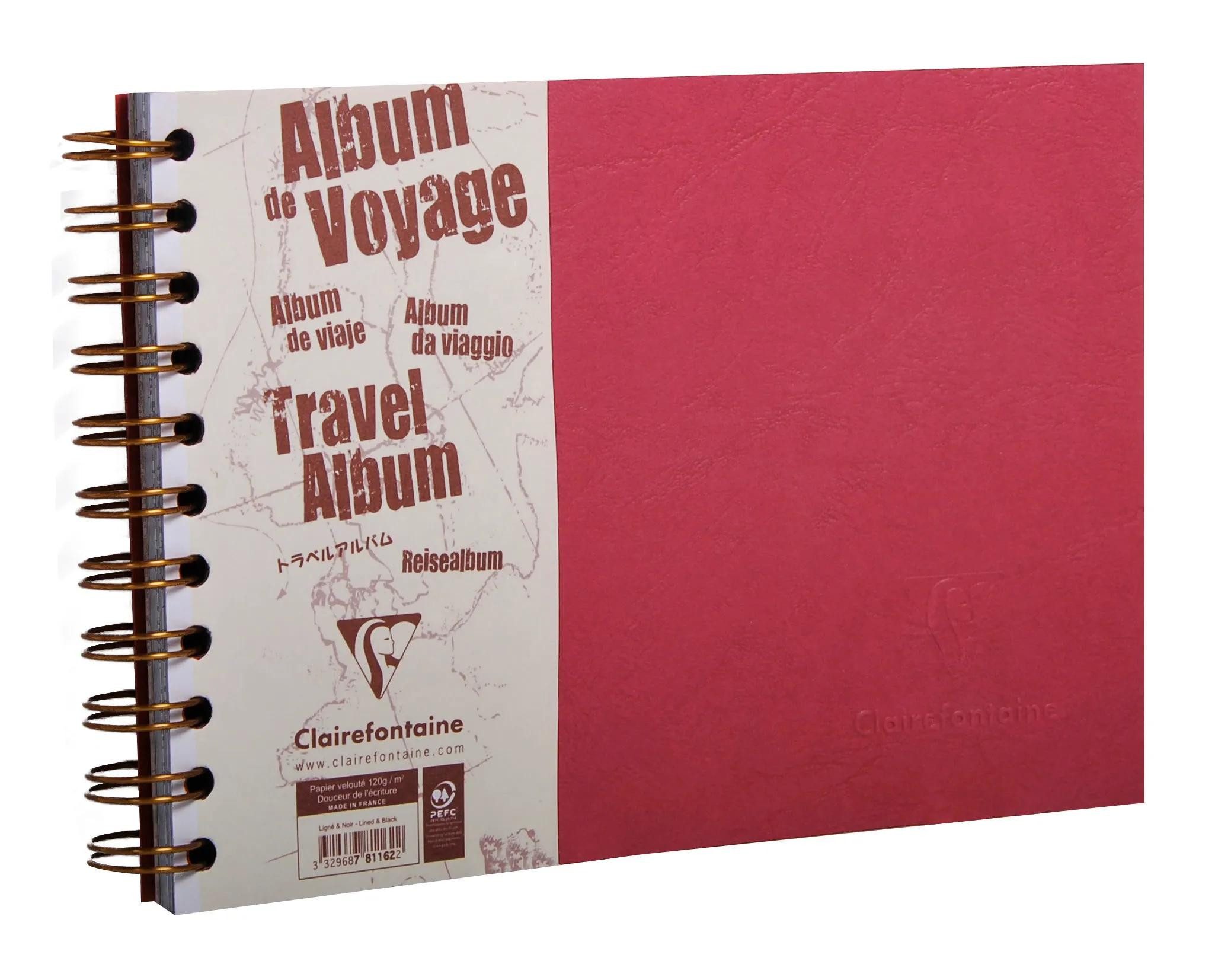 CLAIREFONTAINE Notizbuch 5x Reisealbum Age Bag A5 quer liniert / blanko 40 Bl Rot 781162C, Linicolor, Age Bag und Europa