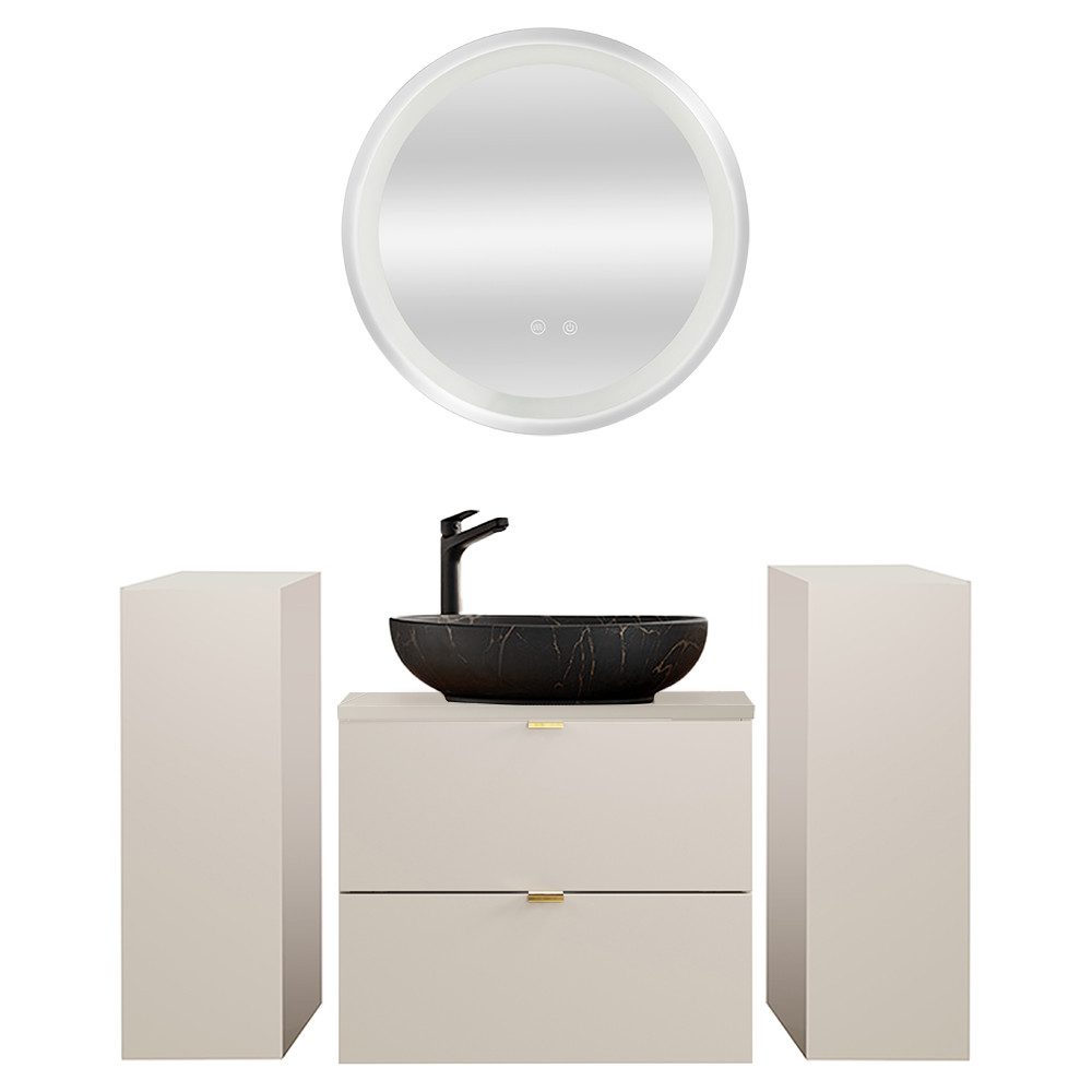 Lomadox Badmöbel-Set DURANGO-56, (Spar-Set, 4-St., LED-Spiegel günstig online kaufen