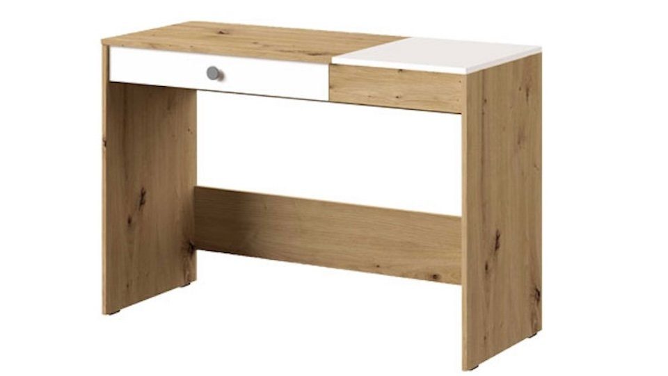 Feldmann-Wohnen Schreibtisch Nero, 120cm artisan eiche / weiß matt mit grauen Knopfgriffen