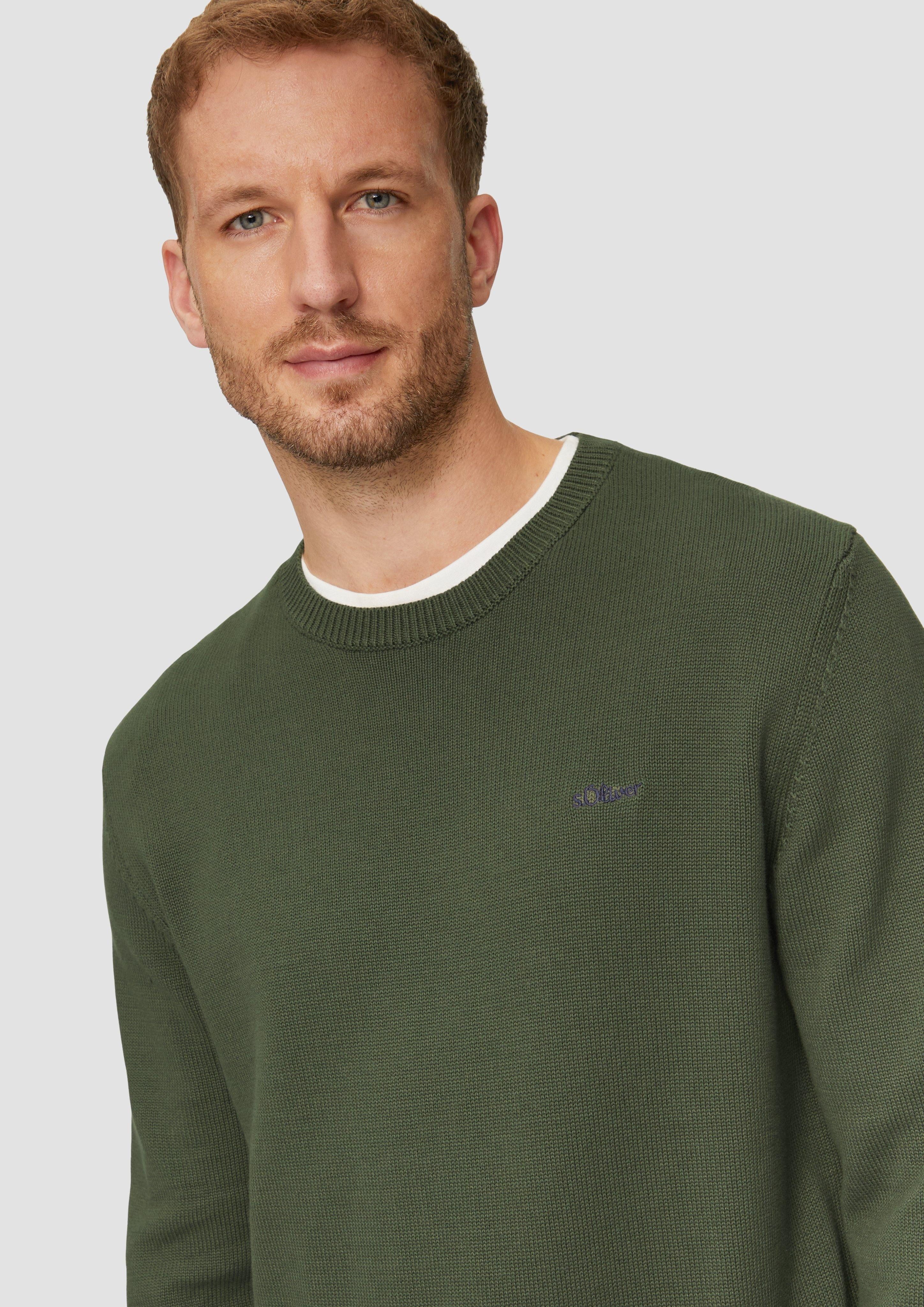 s.Oliver Strickpullover Wärmender Baumwollpullover mit Logo-Stickerei günstig online kaufen