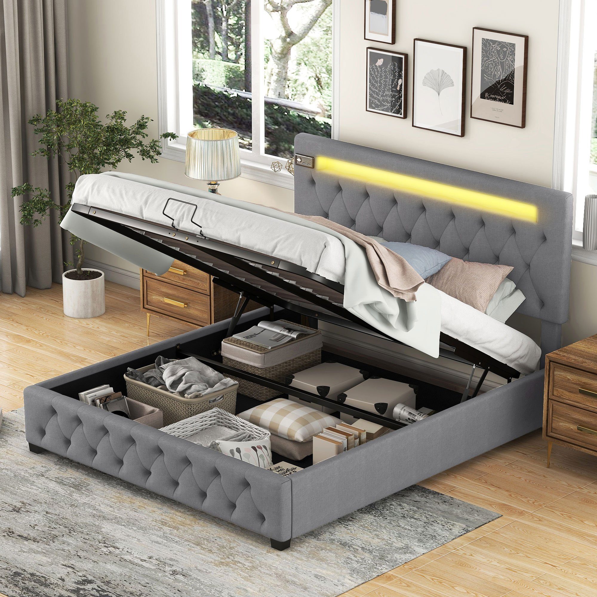 BlingBin Polsterbett Doppelbett Plattformbett (1-tlg., mit günstig online kaufen