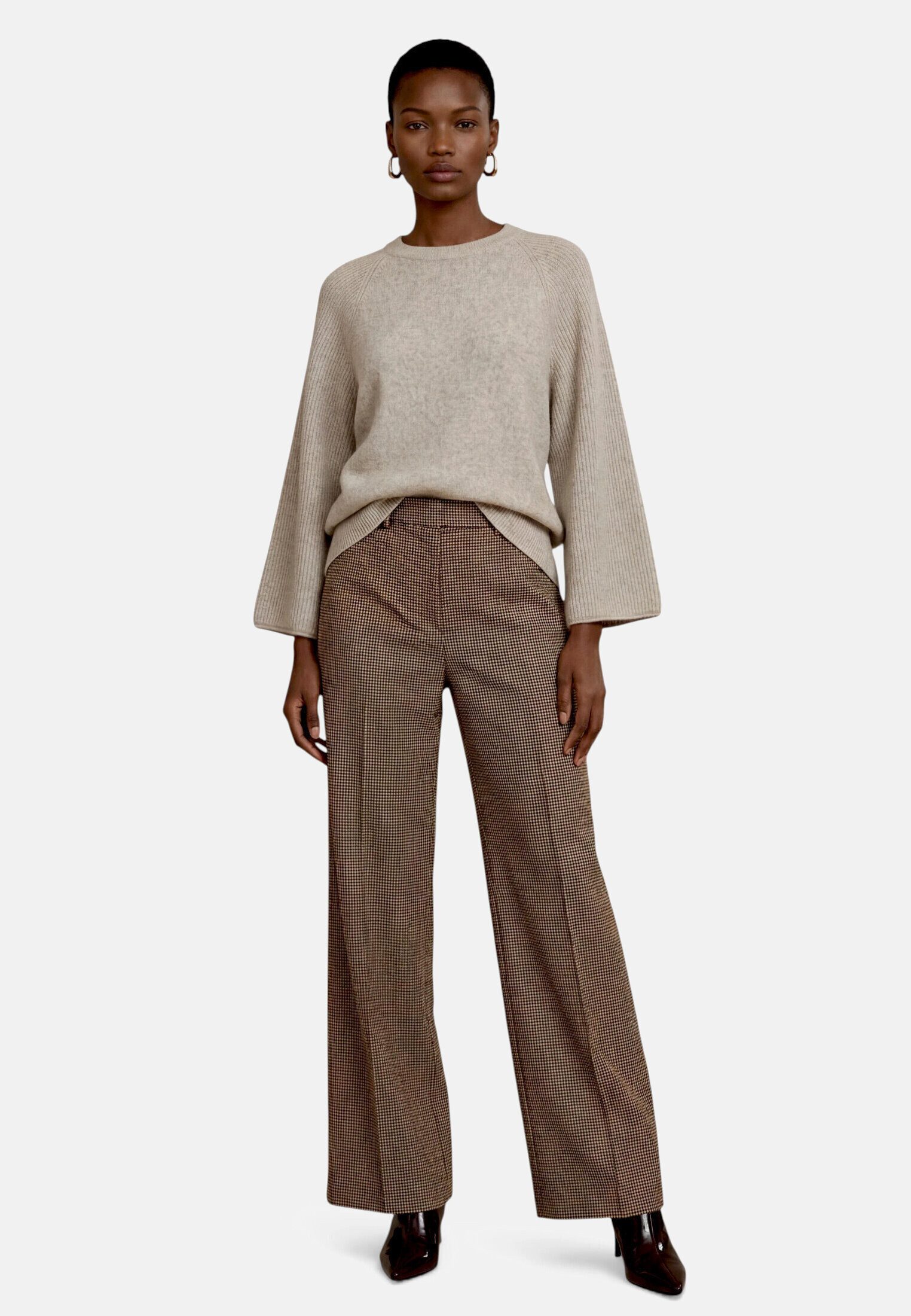 Zero Bundfaltenhose Damen mit Biesen Material