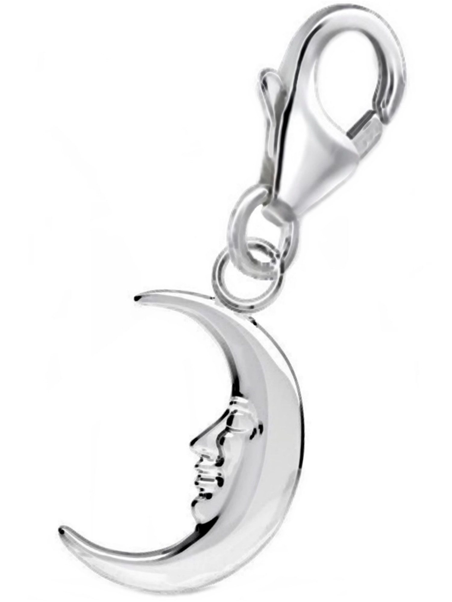 Goldene Hufeisen Charm-Einhänger Mond-Gesicht Karabiner Charm 925 Sterling Silber Herren Damen Anhänger