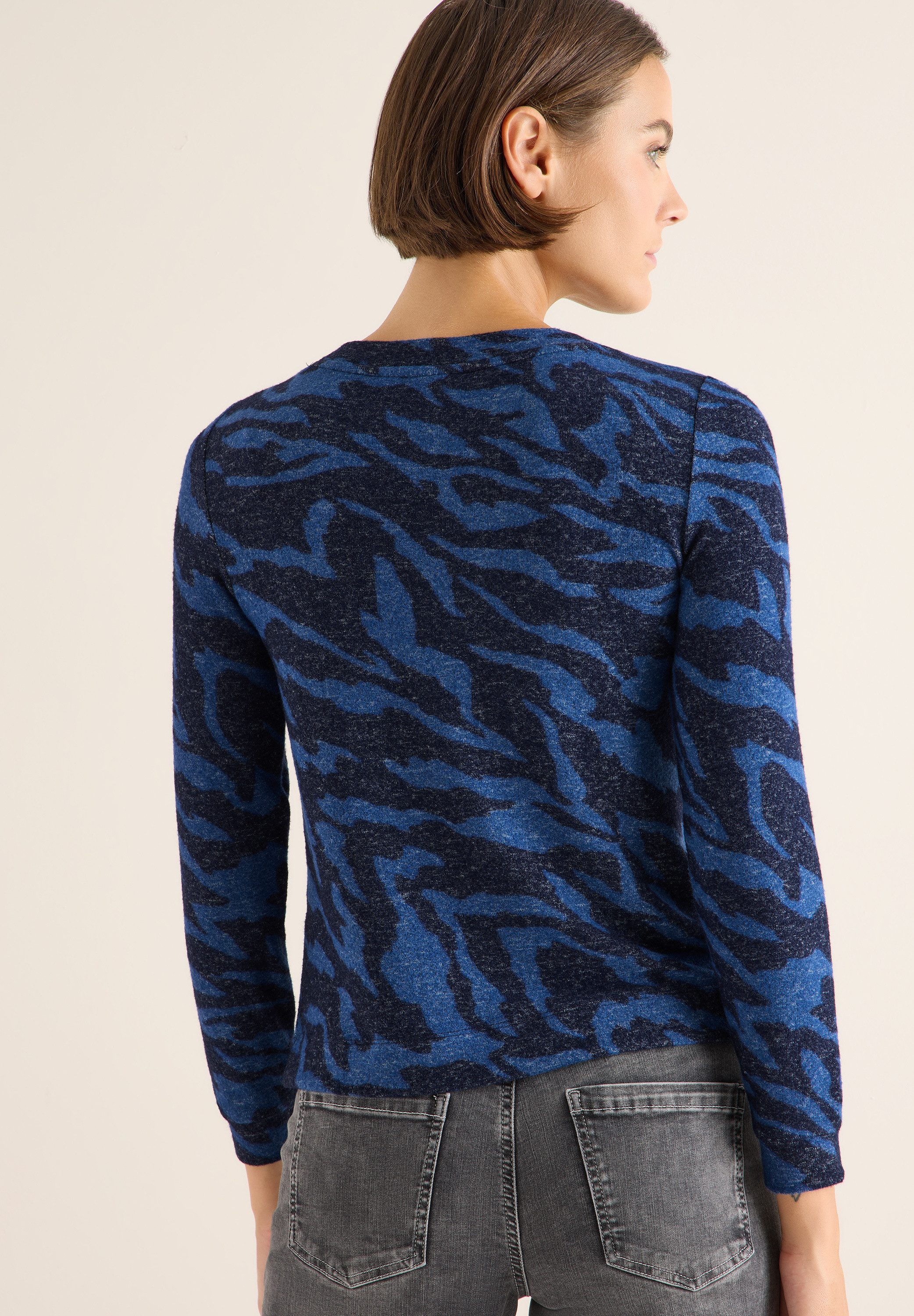 CECIL Sweater mit Animal-Print und in Melange-Optik günstig online kaufen