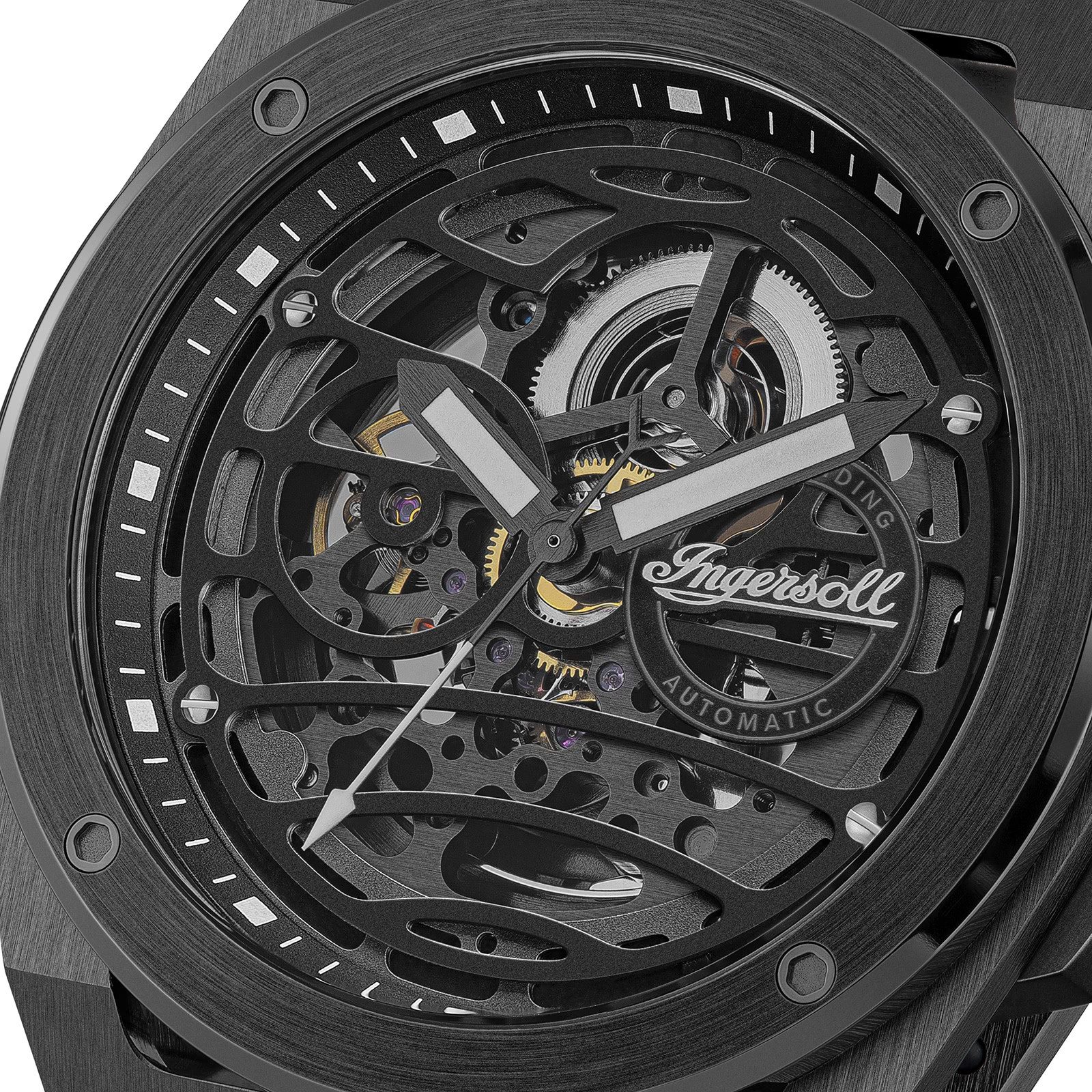 Ingersoll Quarzuhr Ingersoll Herrenuhr Alcantara schwarz, (Analoguhr), Herren Armbanduhr rund, PUR/Alcantaraarmband schwarz, Outdoor