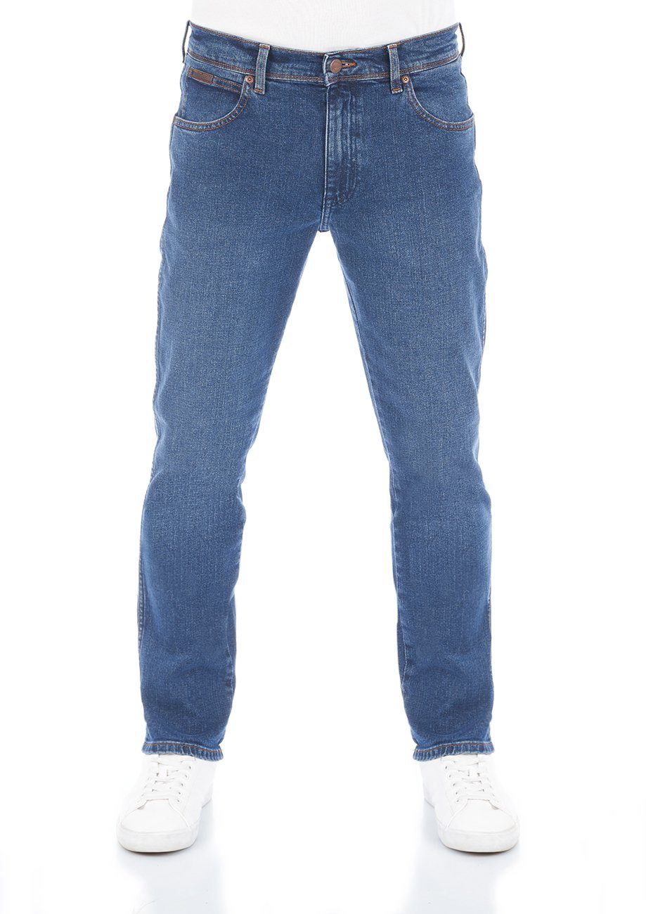 Wrangler Slim-fit-Jeans Herren Jeanshose Texas Slim Fit Denim Hose mit Stretch Basement Blue (W12SHN32C)