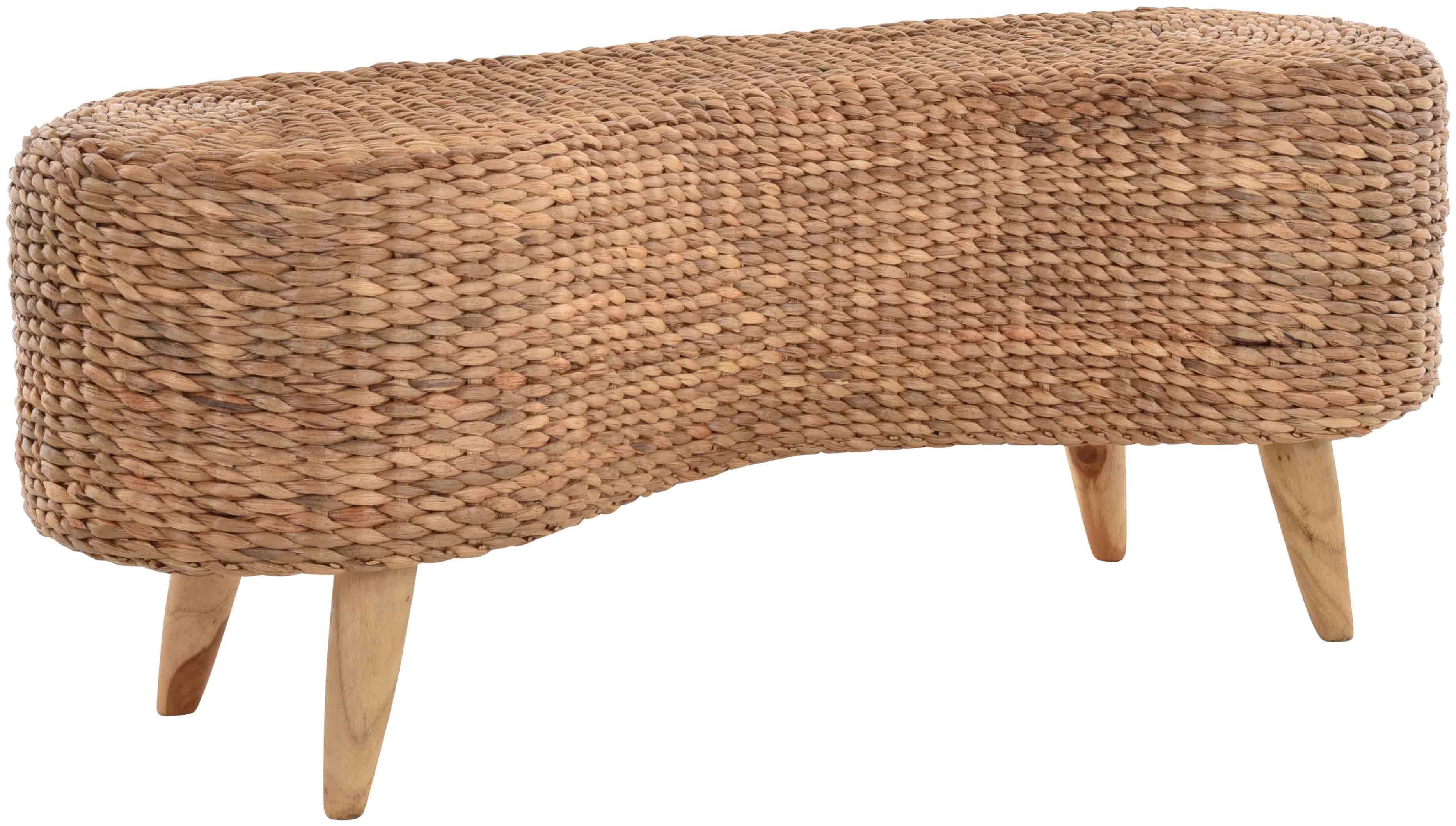 Krines Home Sitzbank Schmale Sitzbank für Flur und Diele Bänkchen Wasserhyazinthe Bank, Holz Natur