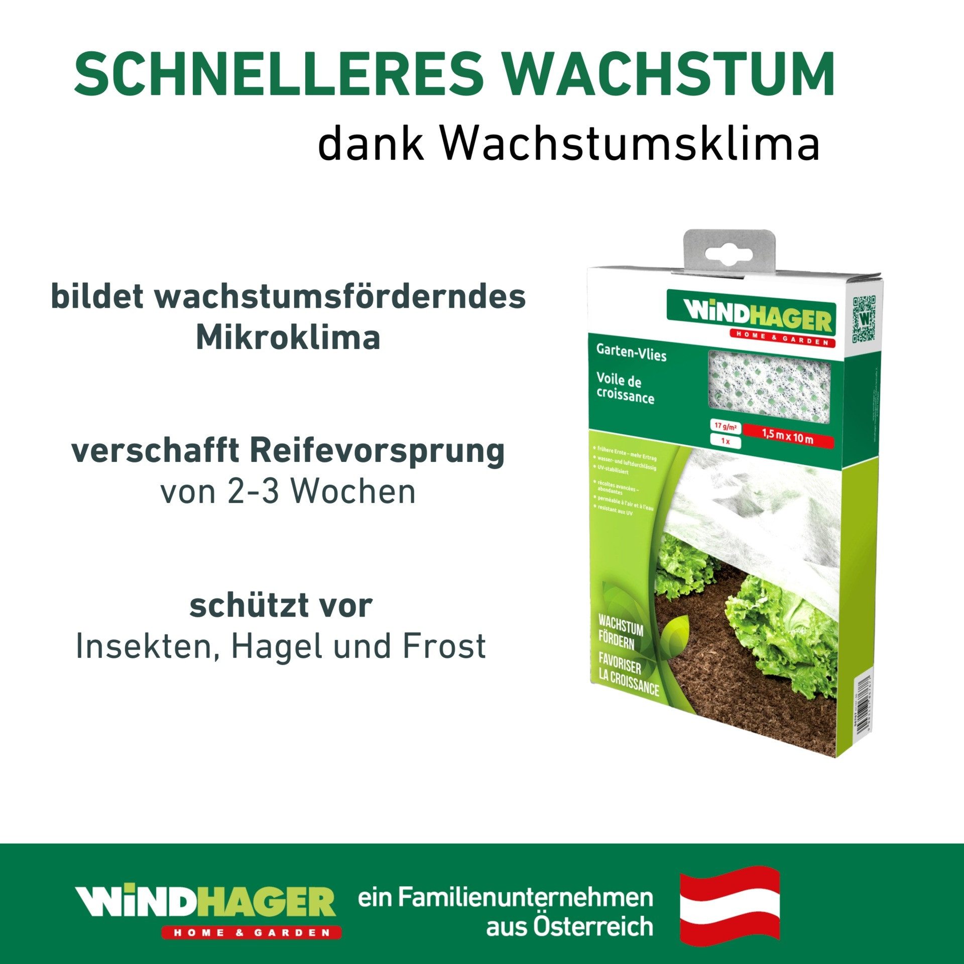 Windhager Gartenvlies Standard für gesundes Wachstum, Gartenfolie, (1-St), Abdeckvlies erhältlich in 5 x 1,5 m oder 10 x 1,5 m, 17 g/m², weiß